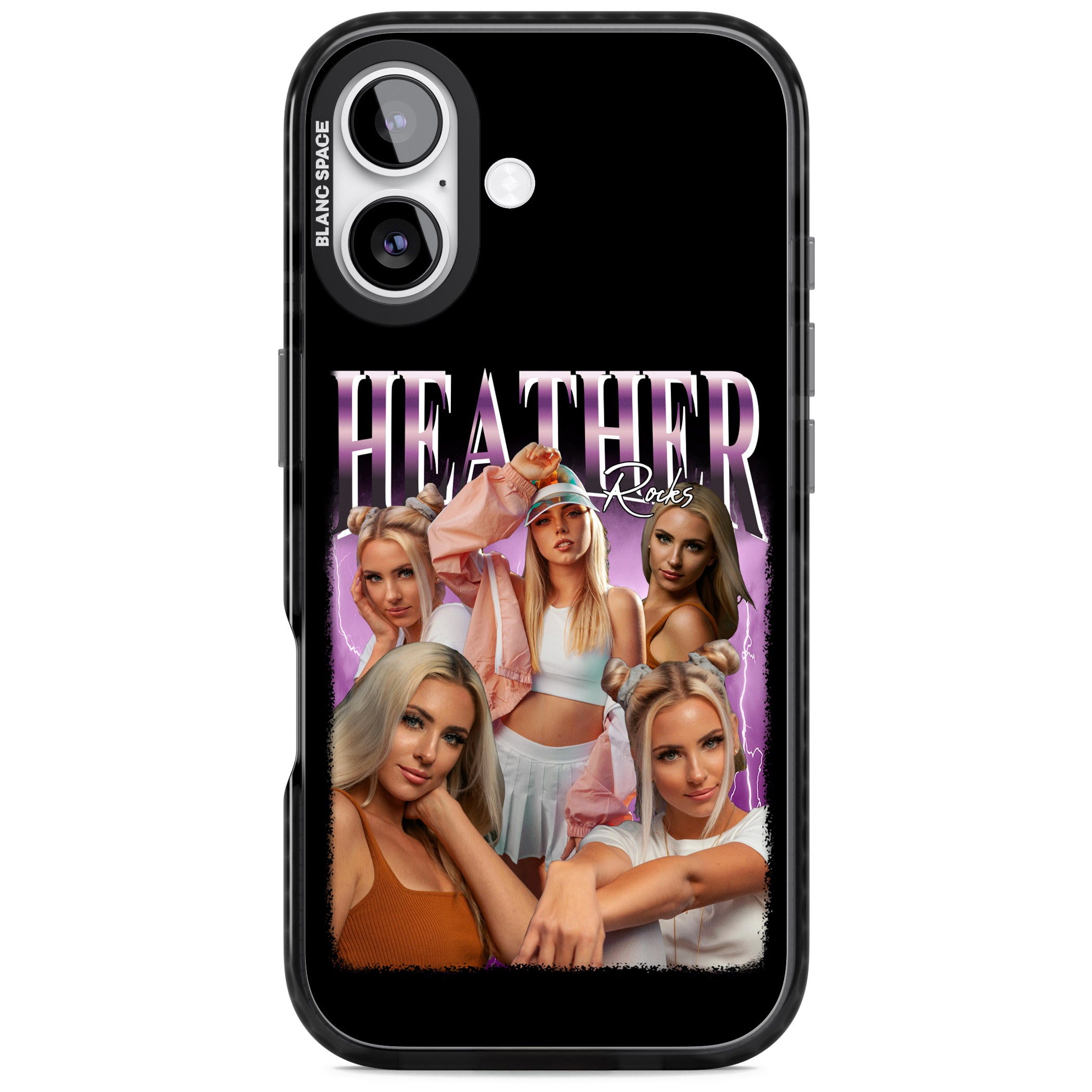 Personalised Airbrush Name & Photo Collage (Pink) iPhone 17 Impact Black Phone Case