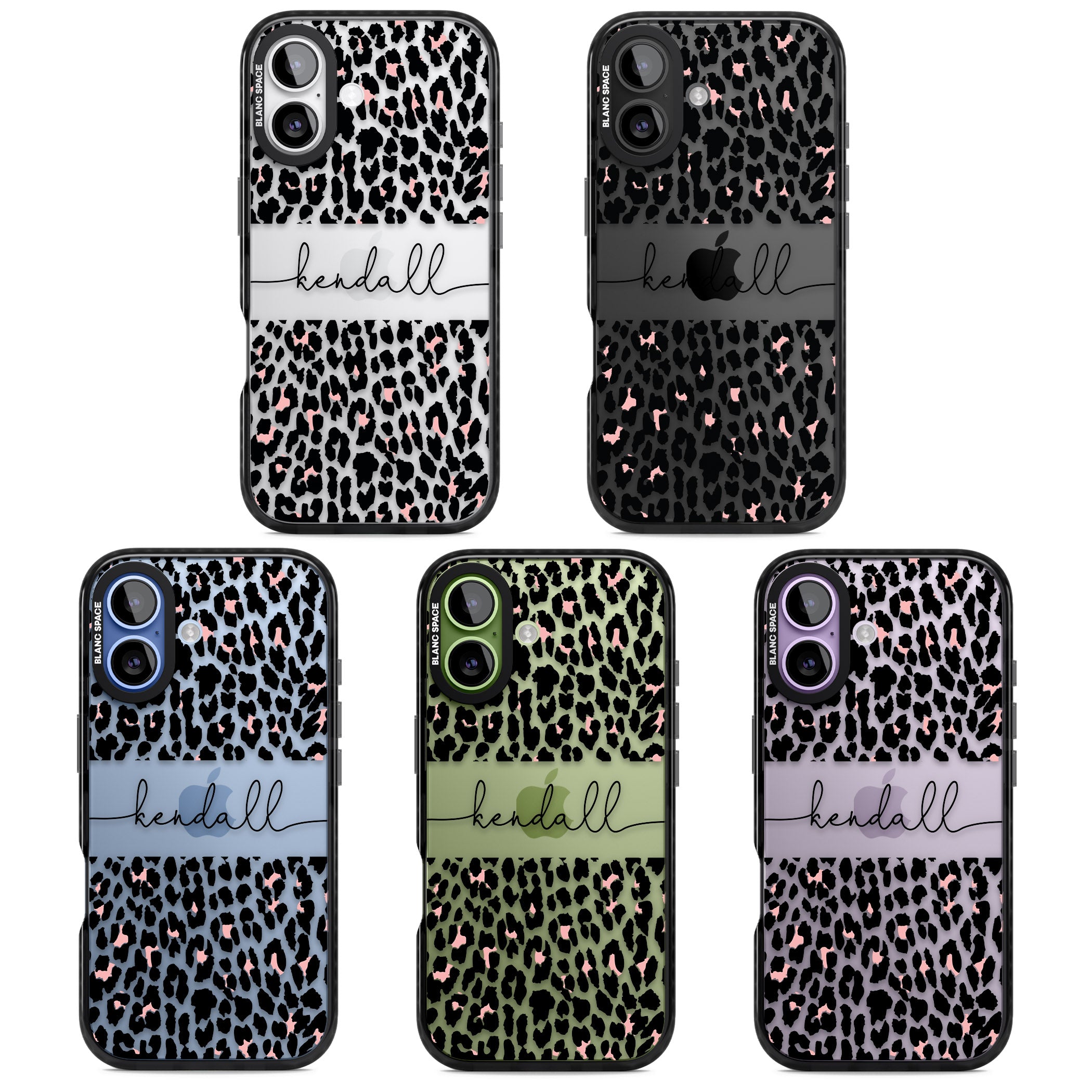 Personalised Cursive Leopard Spots iPhone 17 Impact Black Phone Case APT Impact Protection