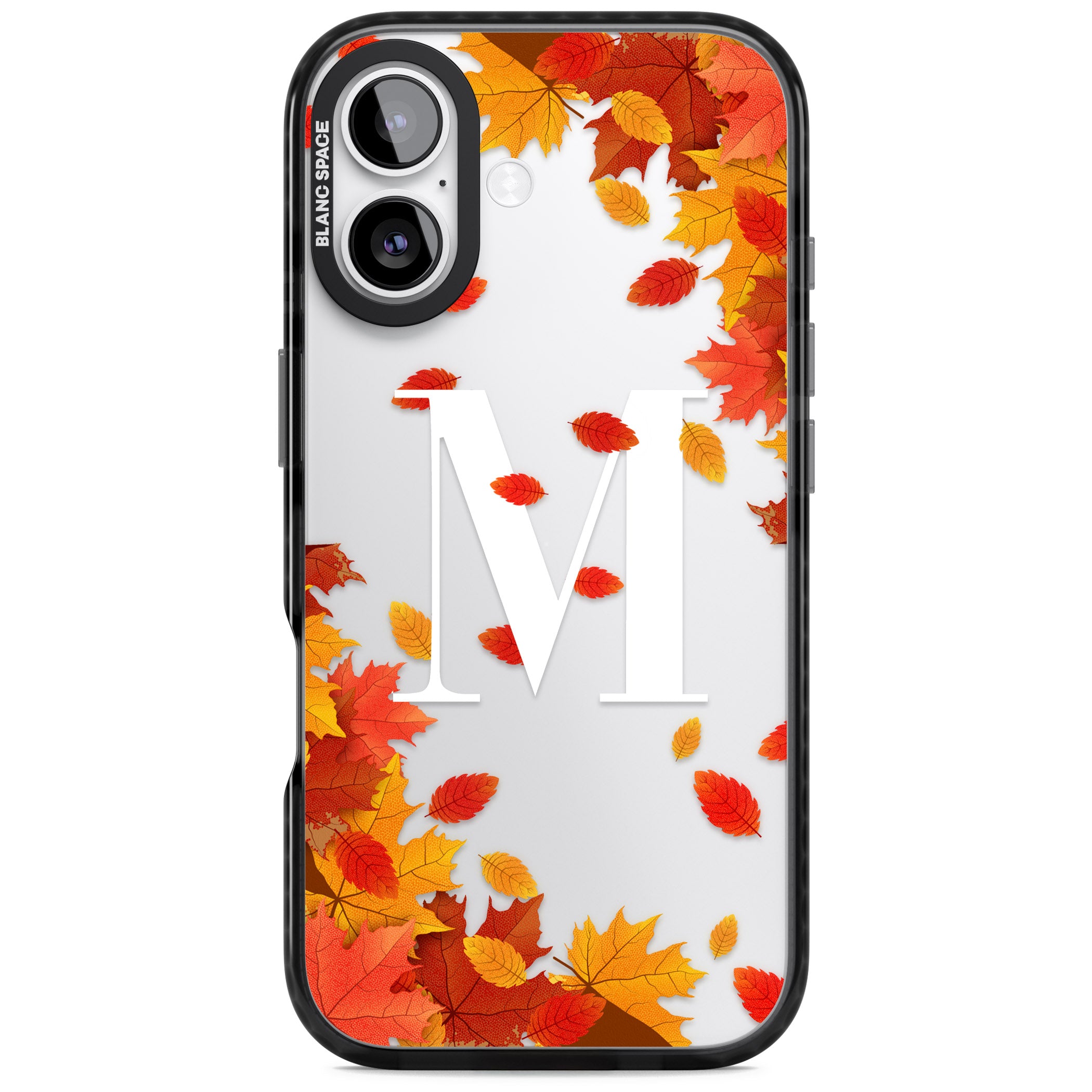 Personalised Autumn Leaves Monogram iPhone 17 Impact Black Phone Case