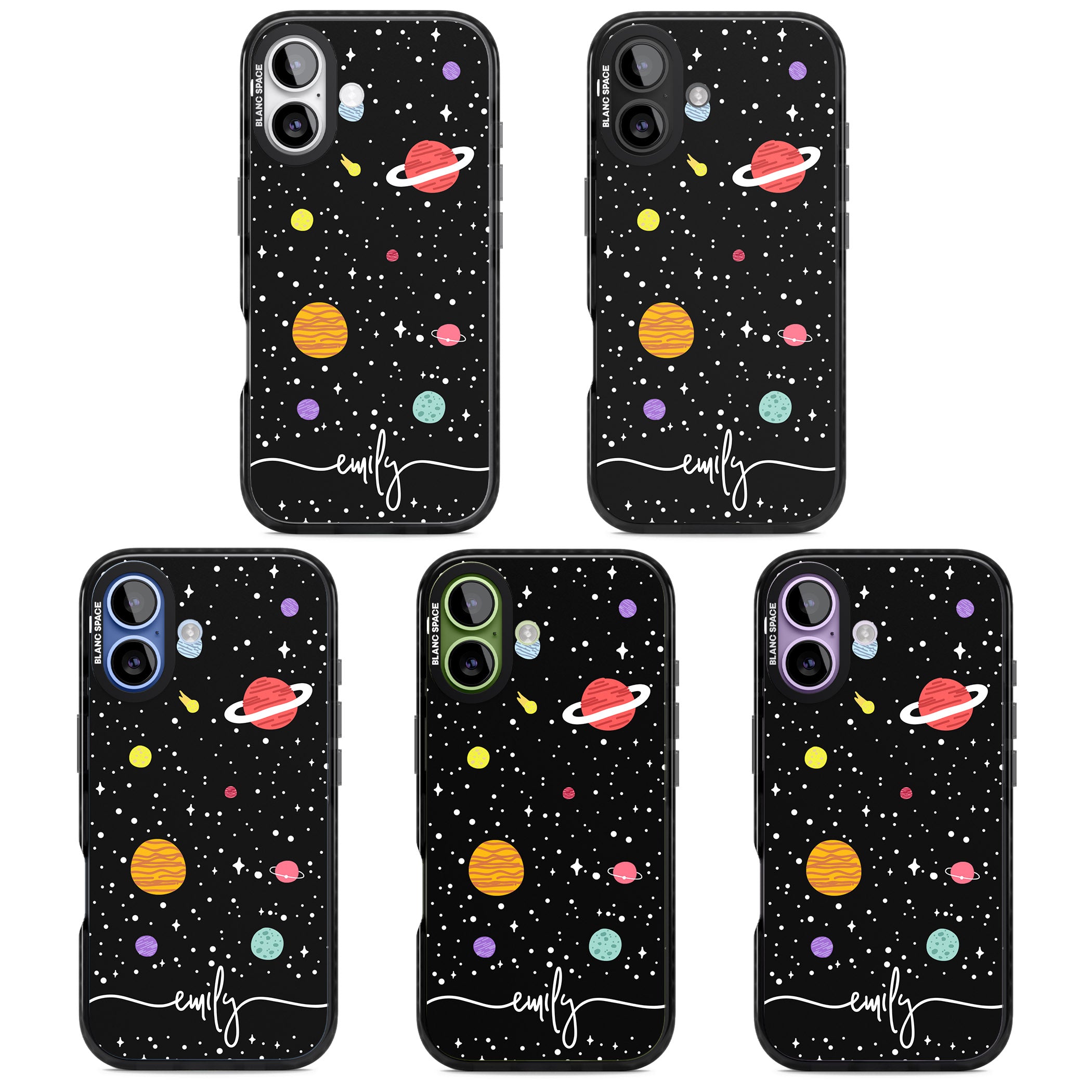 Personalised Cute Cartoon Planet iPhone 17 Impact Black Phone Case APT Impact Protection