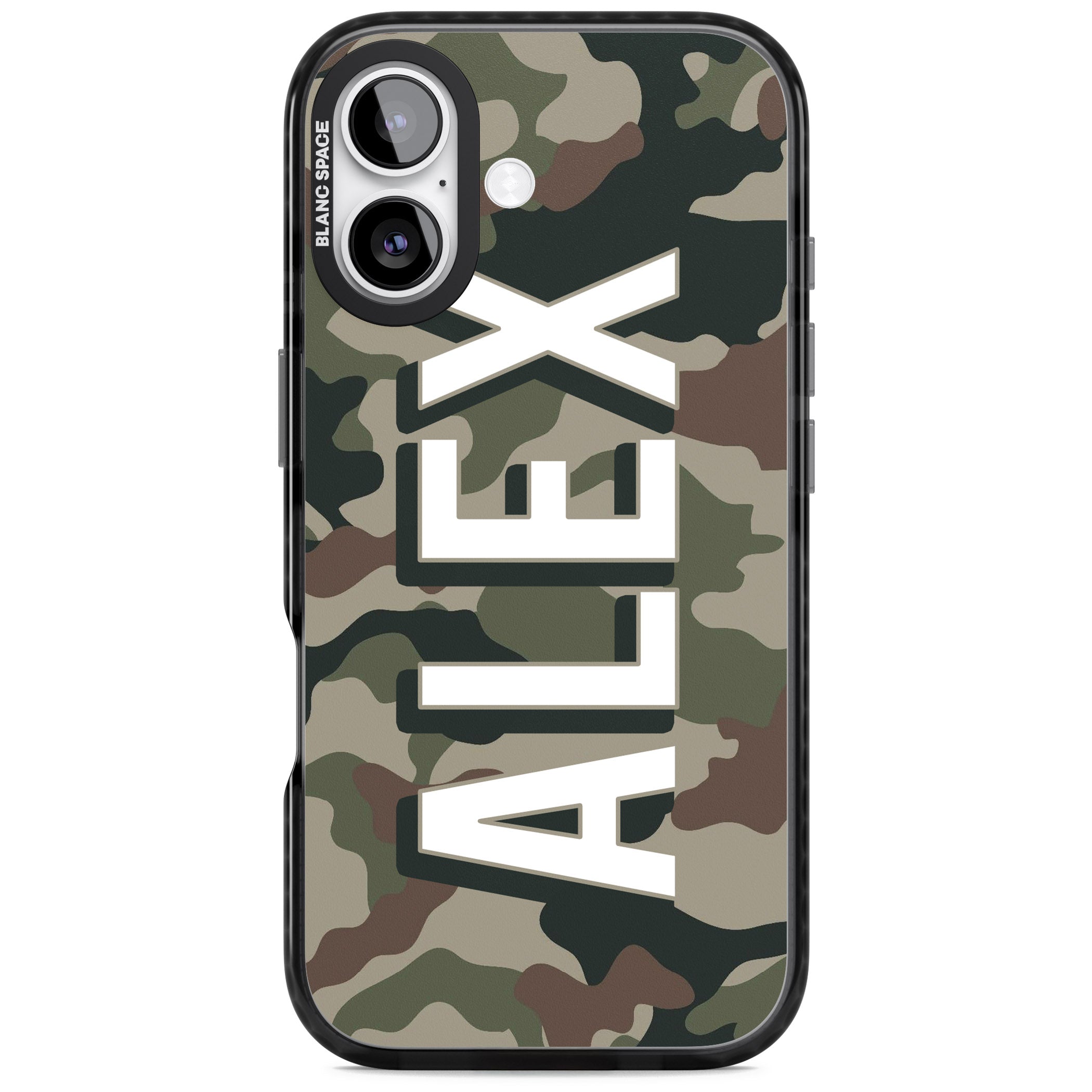 Personalised Classic Green Camo iPhone 17 Impact Black Phone Case