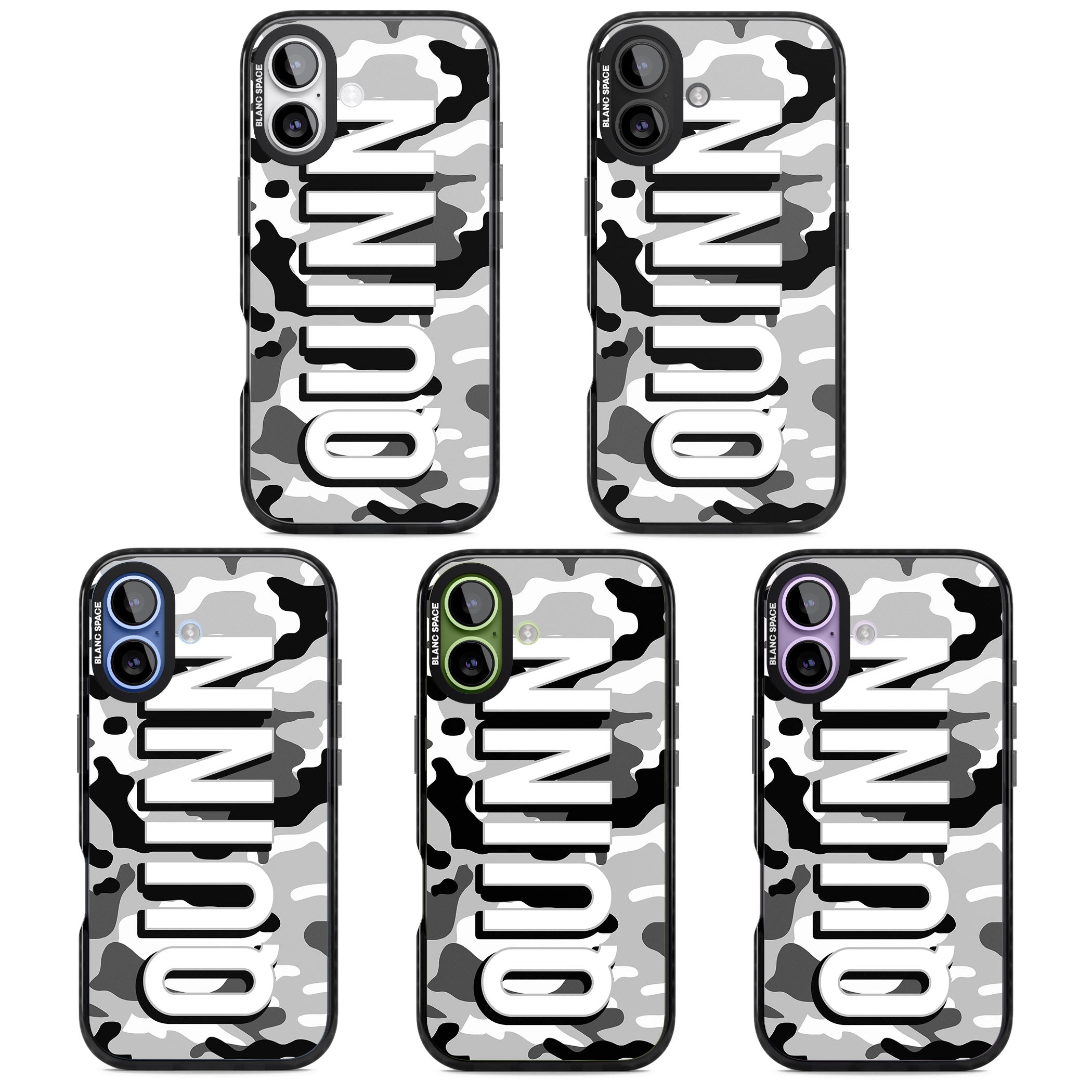 Personalised Greyscale Camo iPhone 17 Impact Black Phone Case APT Impact Protection