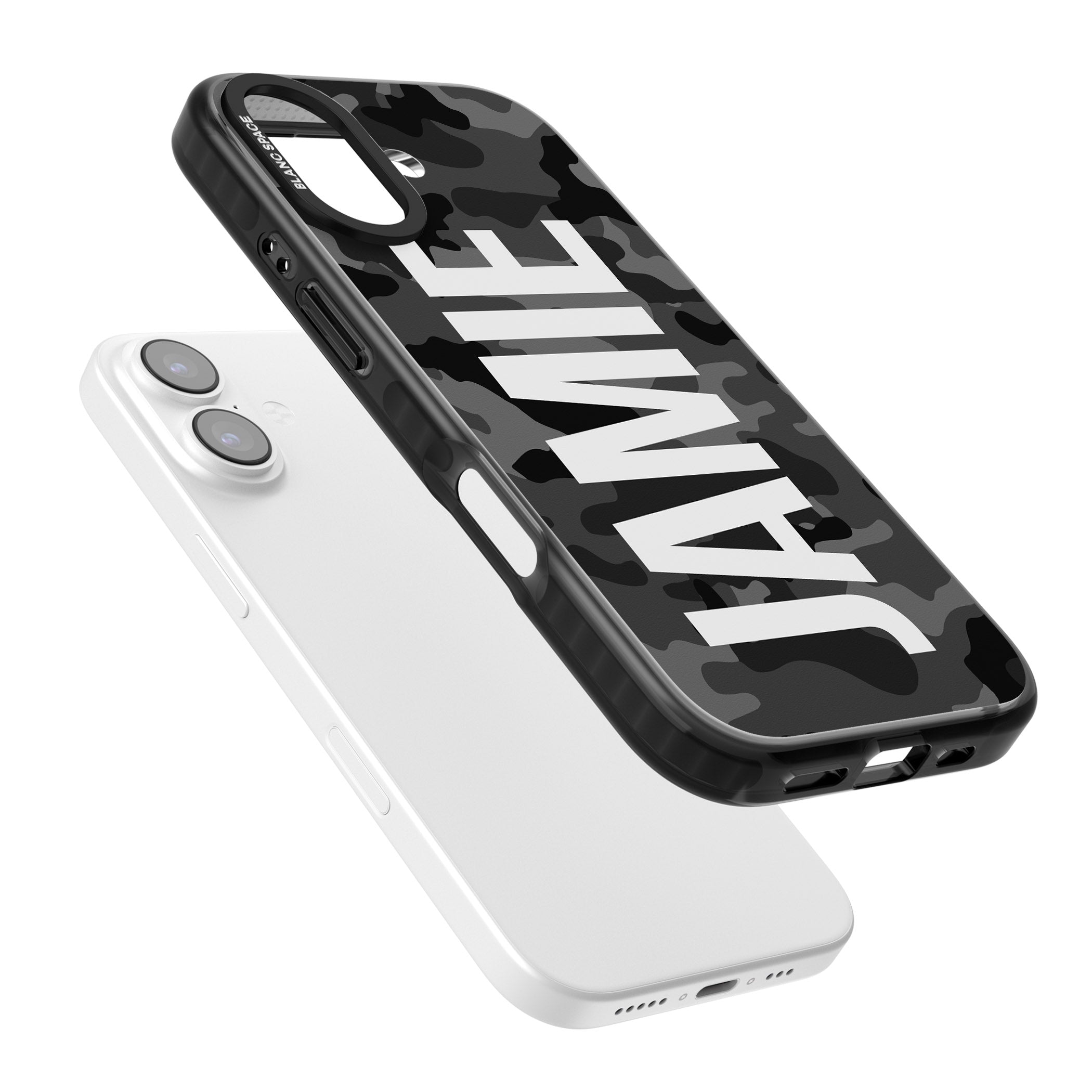 Personalised Black Camo Name Vertical iPhone 17 Impact Black Phone Case Colours