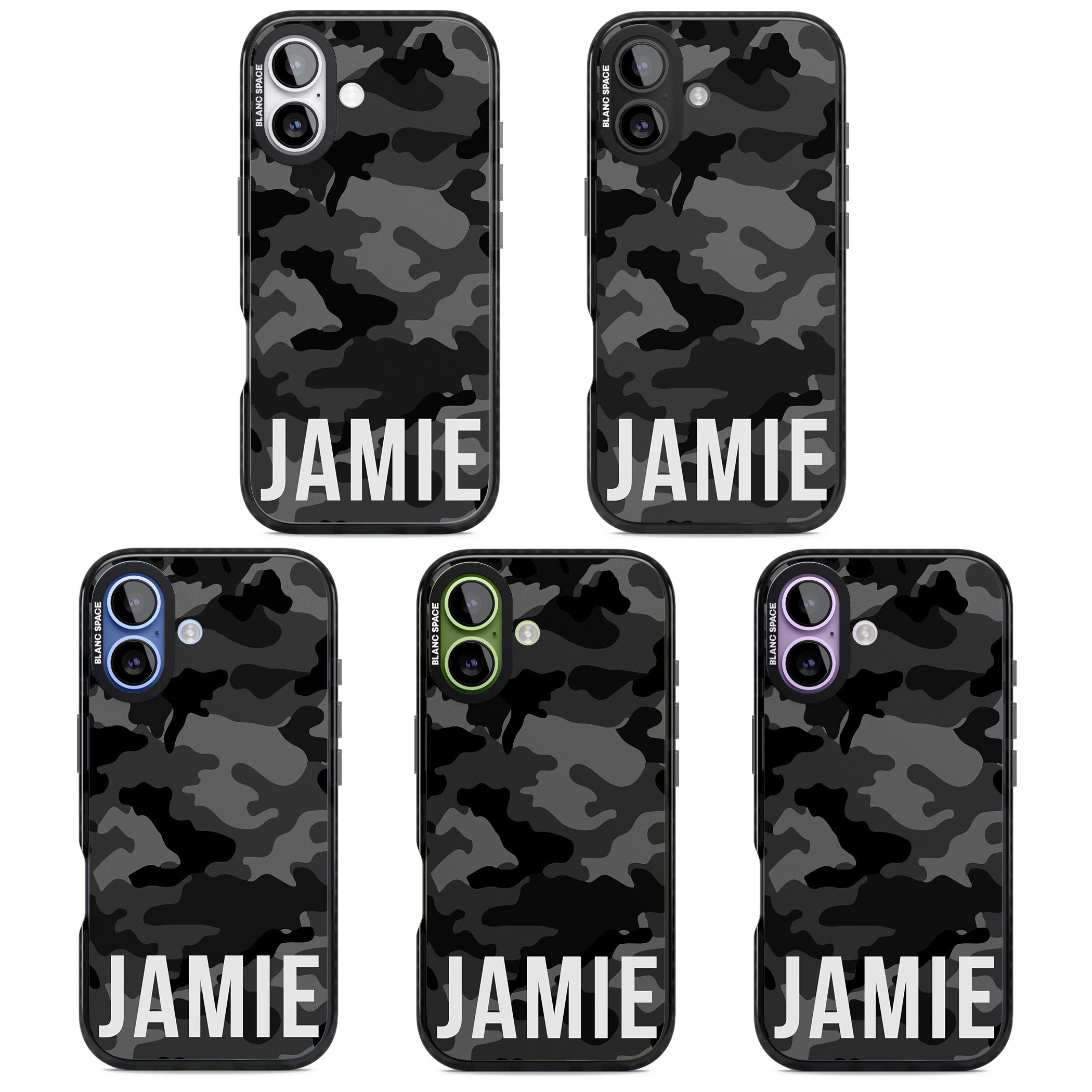 Personalised Black Camo Name Horizontal iPhone 17 Impact Black Phone Case APT Impact Protection