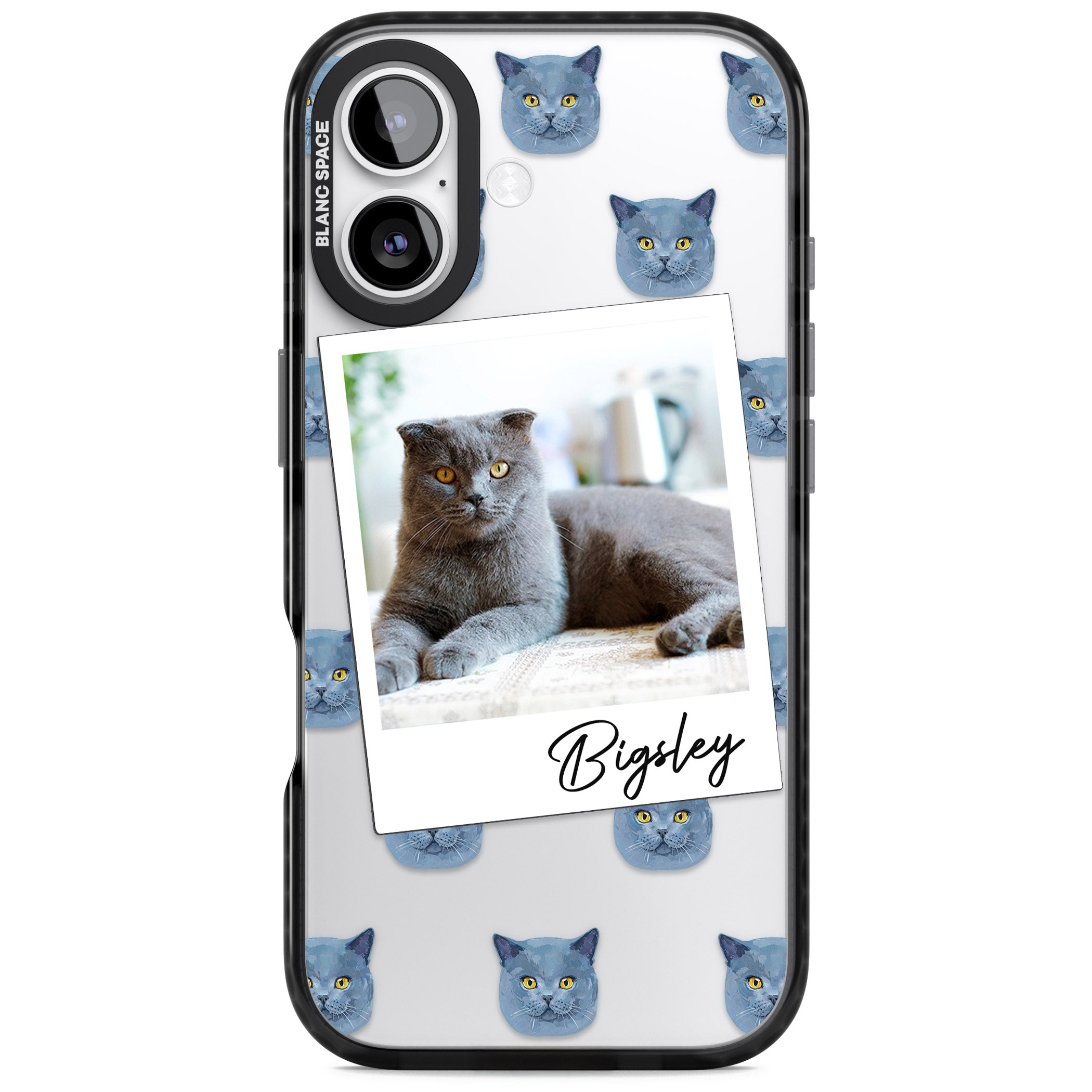 Personalised English Blue Cat Photo iPhone 17 Impact Black Phone Case