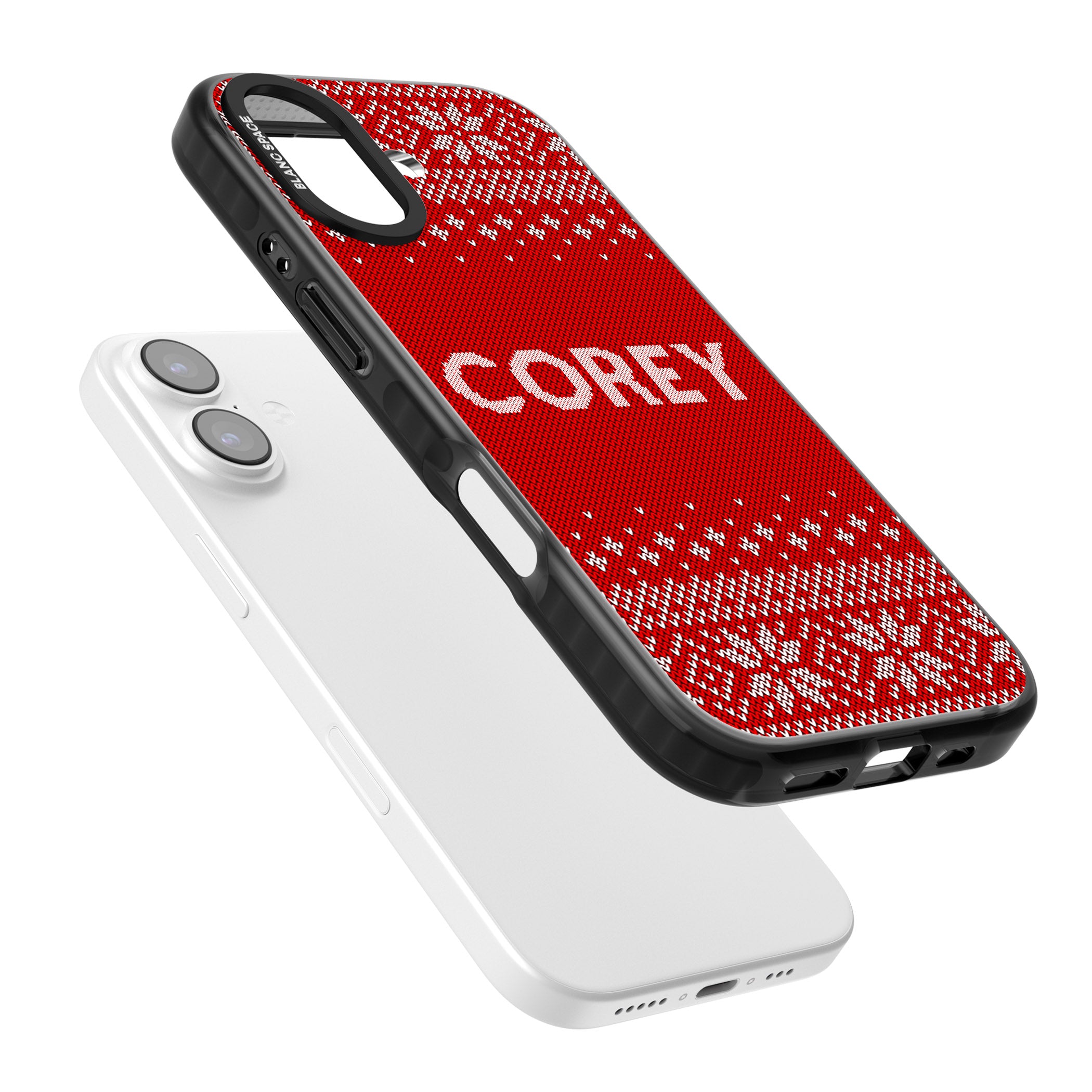 Personalised Red Christmas Knit iPhone 17 Impact Black Phone Case Colours