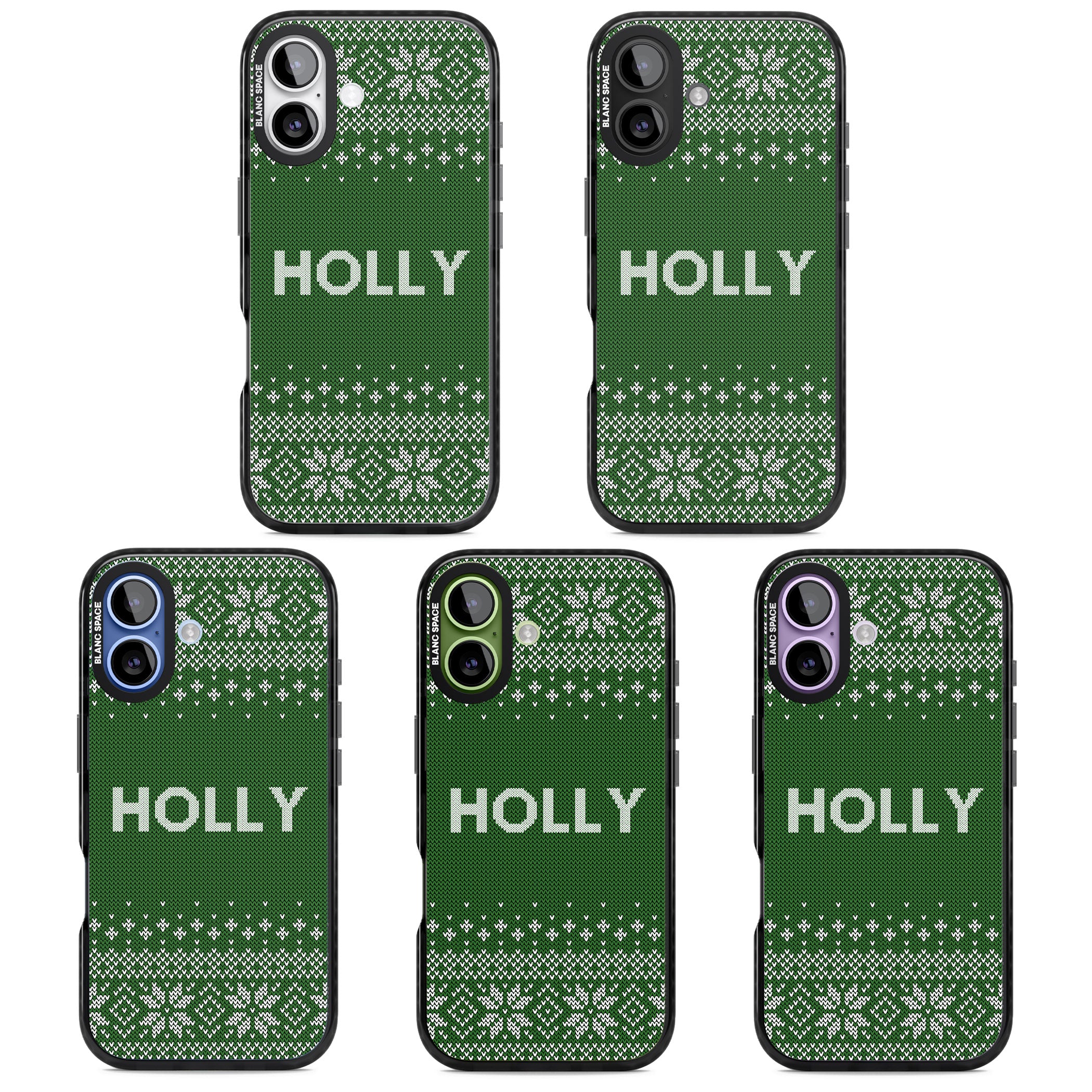 Personalised Green Christmas Knit iPhone 17 Impact Black Phone Case APT Impact Protection