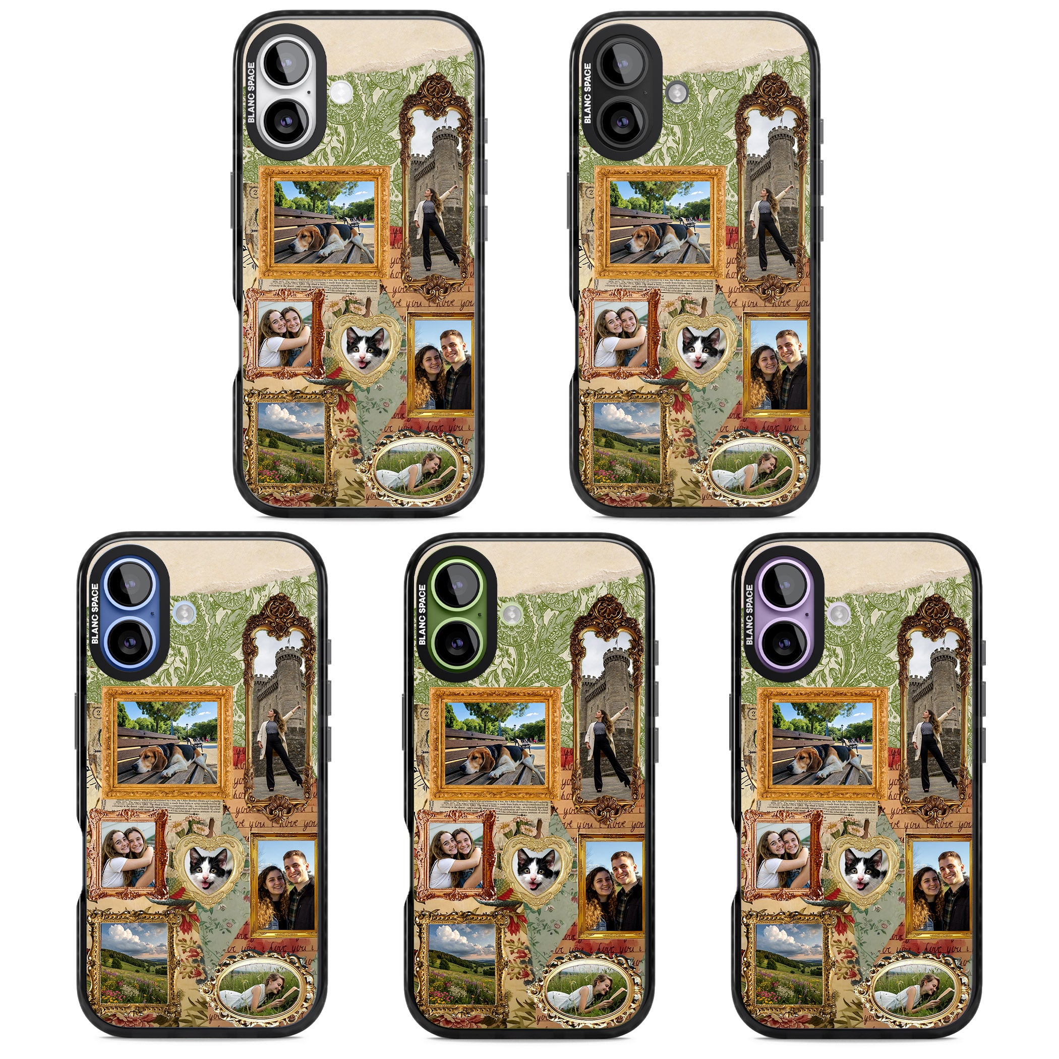 Personalised Vintage Frame Collage iPhone 17 Impact Black Phone Case APT Impact Protection