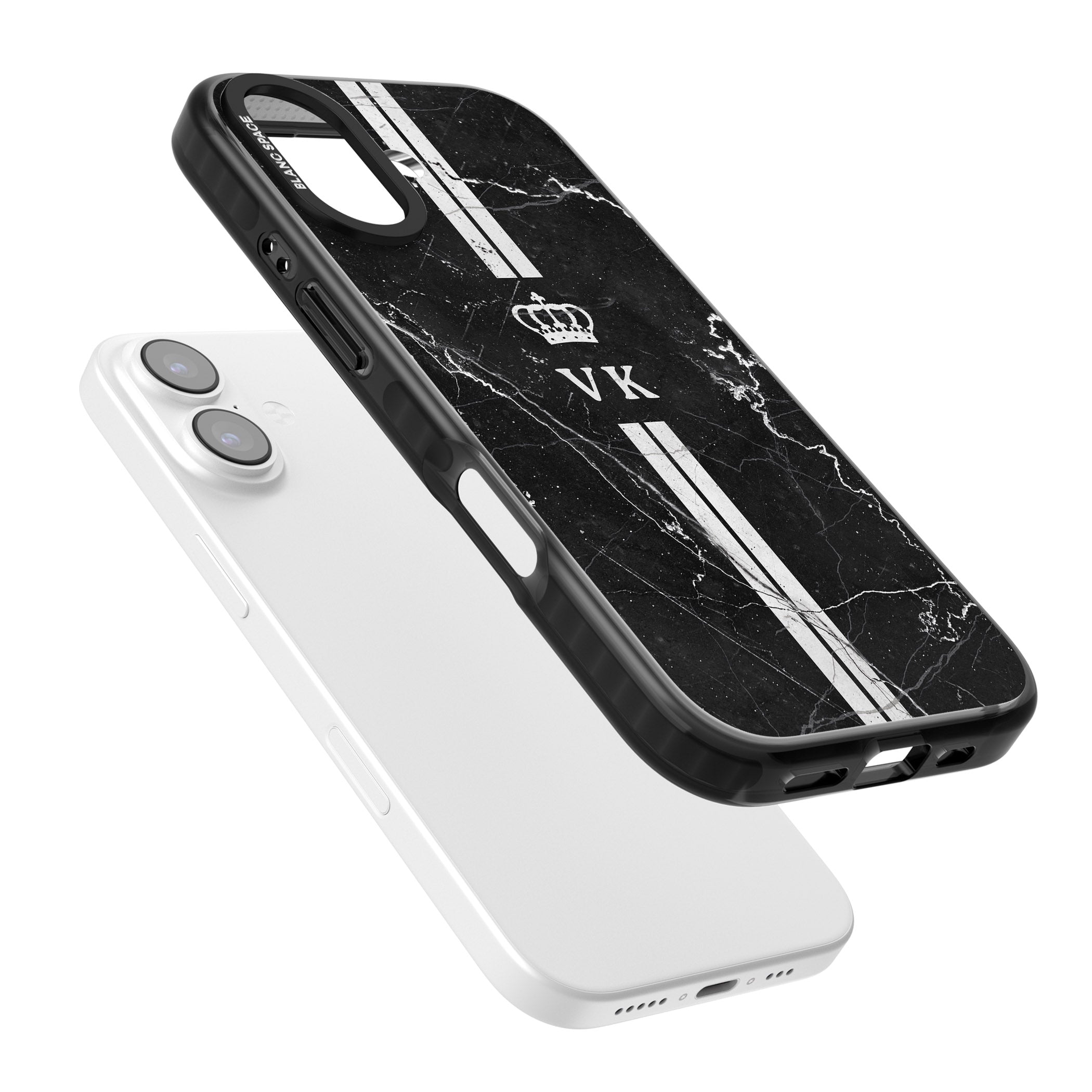 Personalised Black Marble Stripe Initials iPhone 17 Impact Black Phone Case Colours
