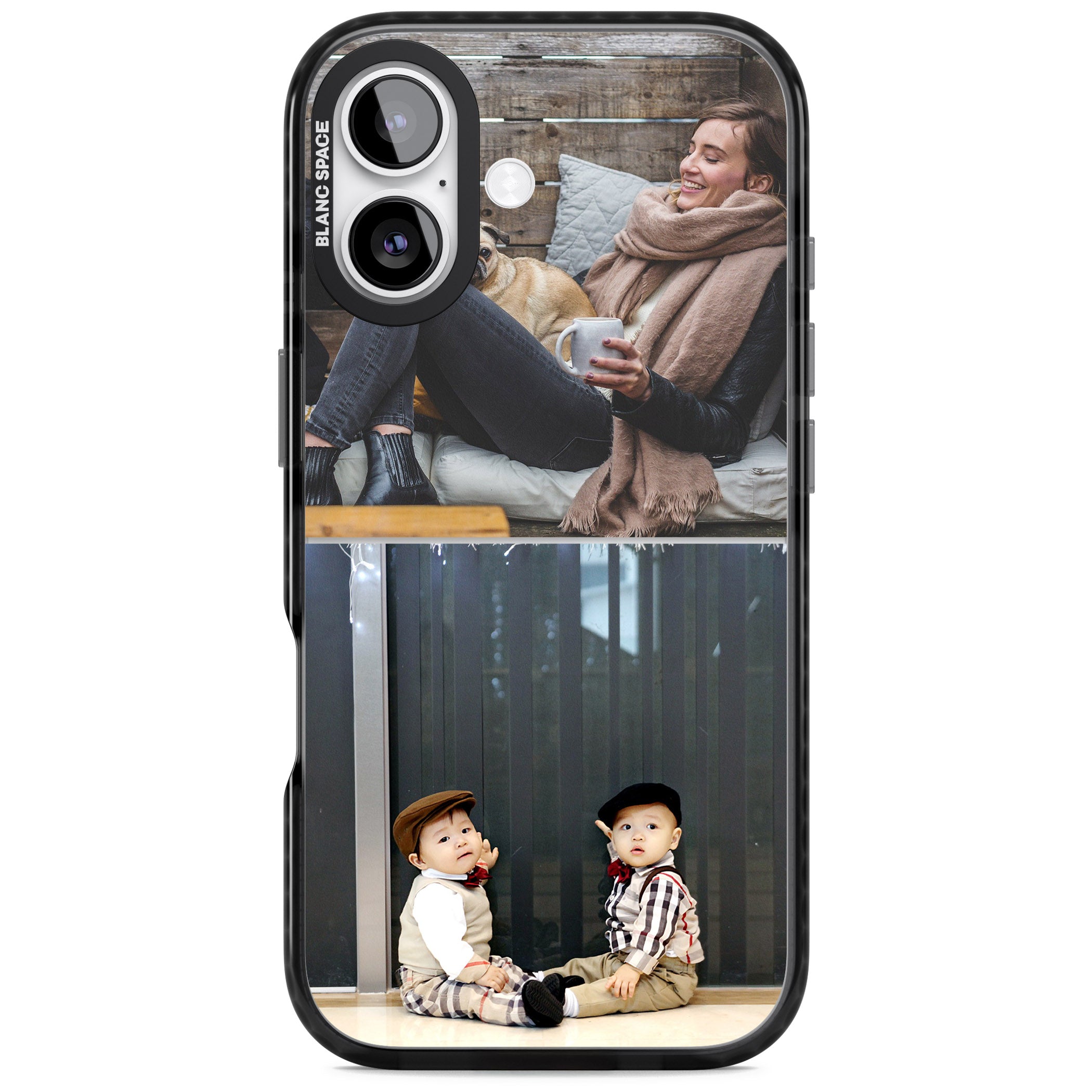 Personalised 2 Photo Grid iPhone 17 Impact Black Phone Case