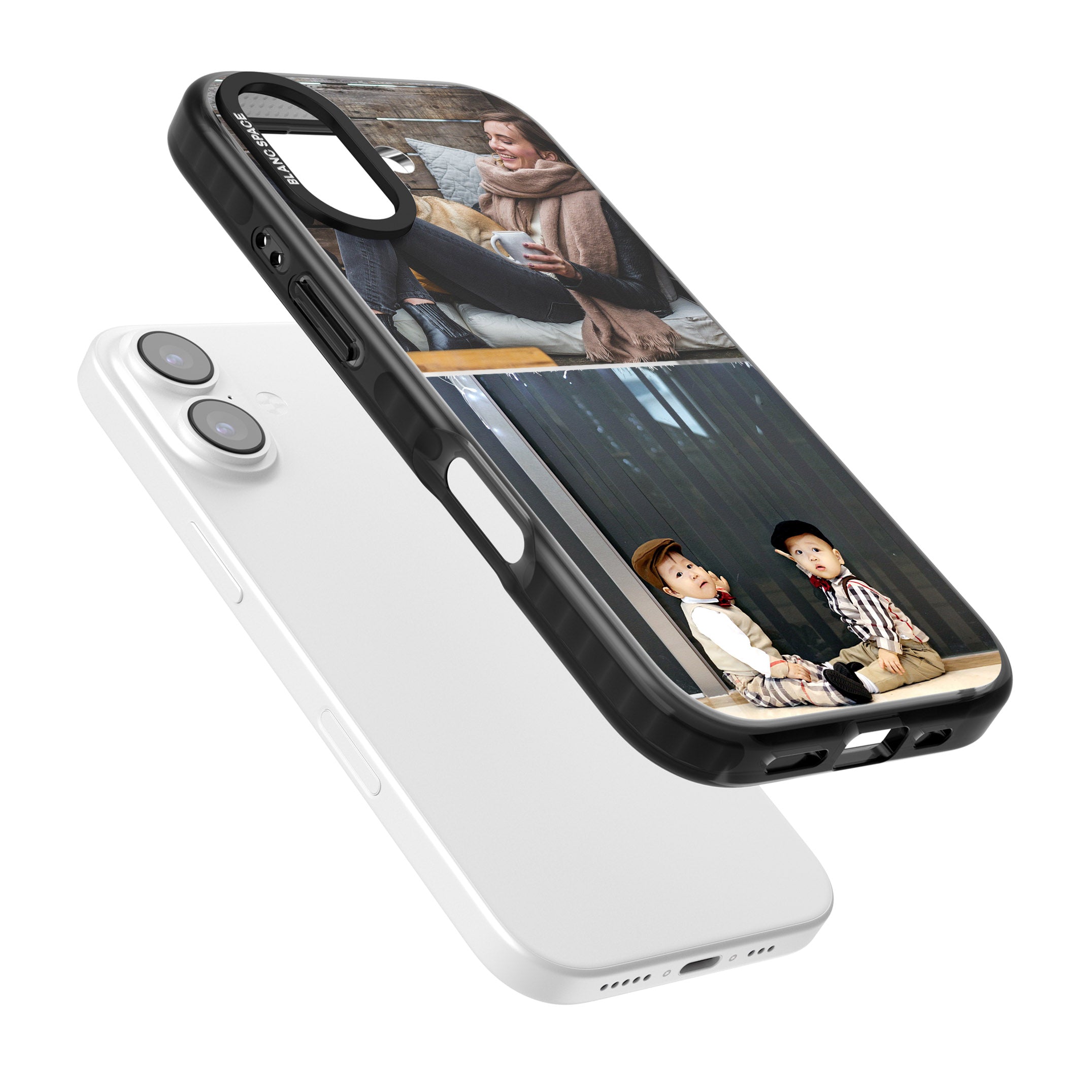 Personalised 2 Photo Grid iPhone 17 Impact Black Phone Case Colours