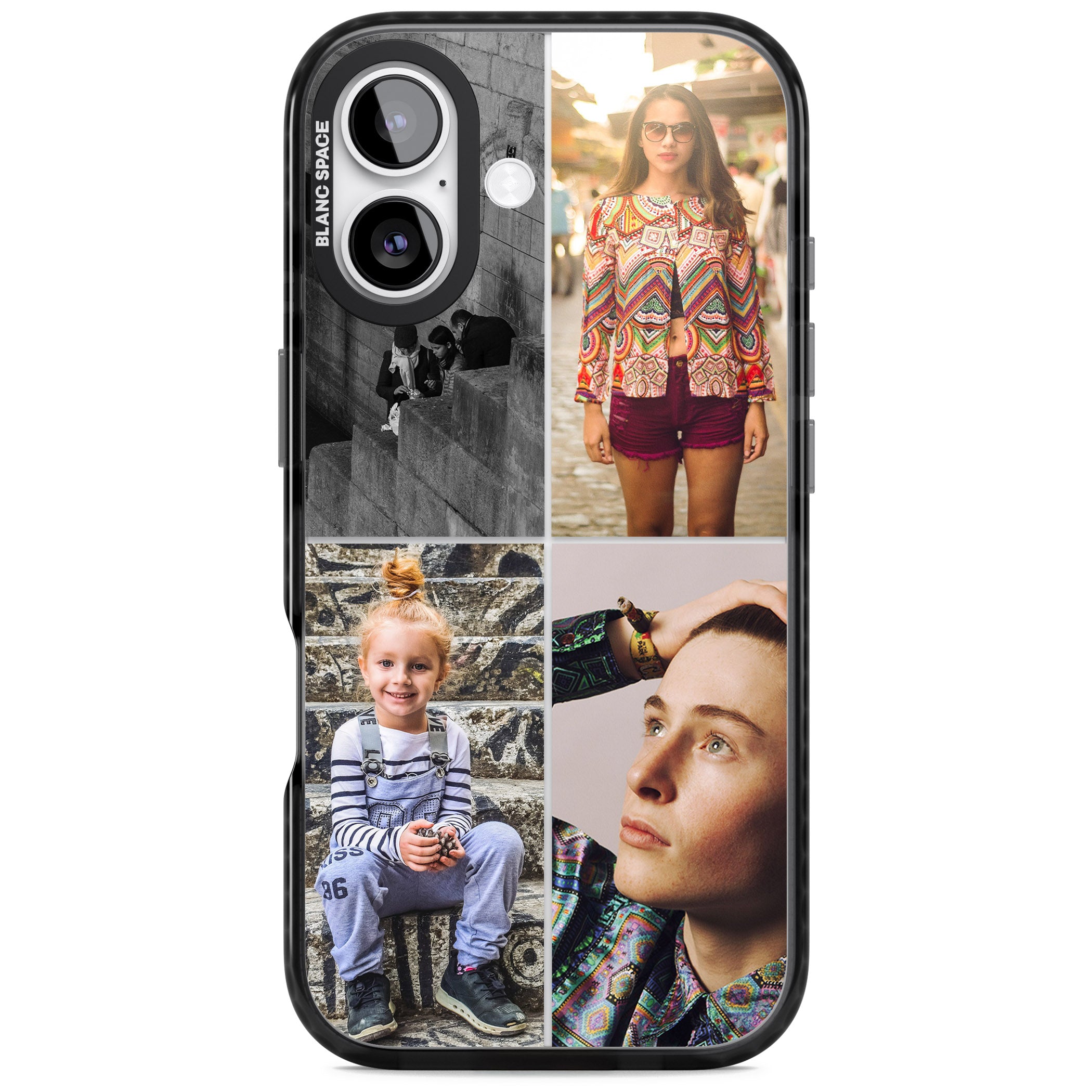 Personalised 4 Photo Grid iPhone 17 Impact Black Phone Case