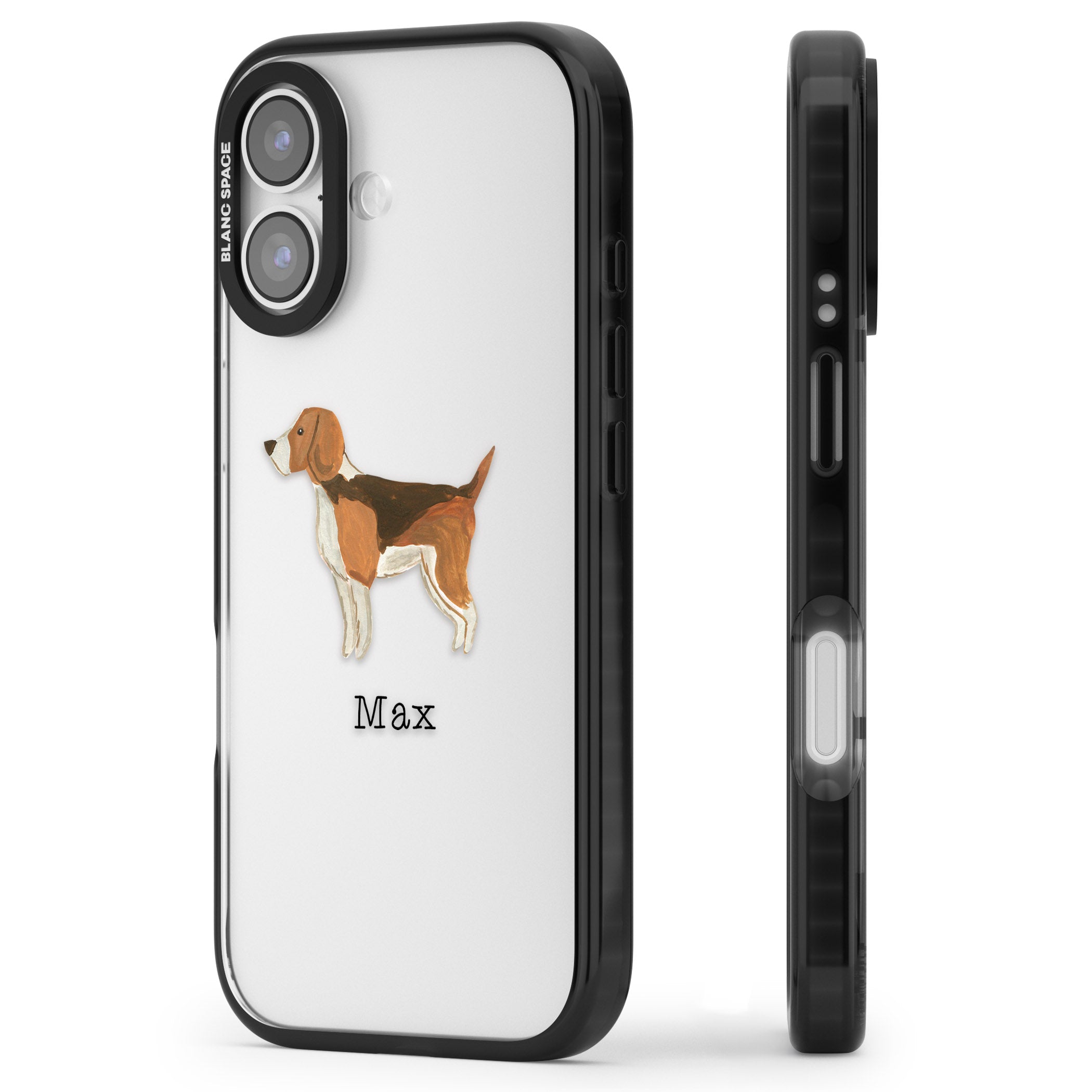 Personalised Beagle iPhone 17 Impact Black Phone Case Side Profile