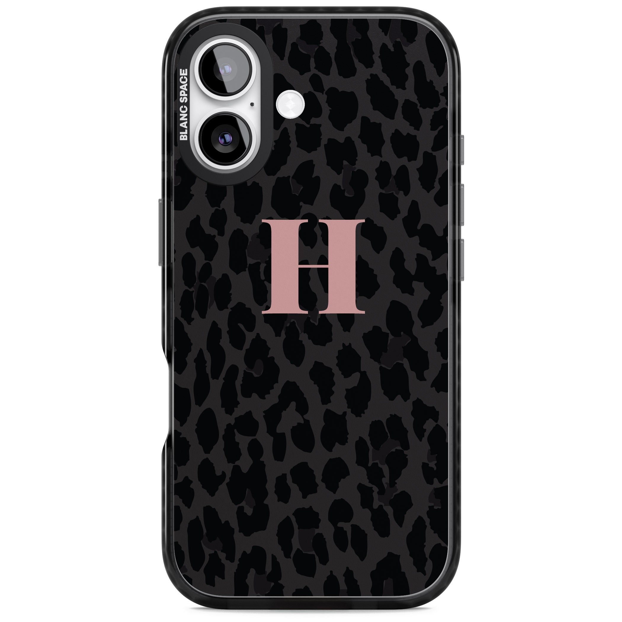 Personalised Pink Leopard Monogram iPhone 17 Impact Black Phone Case