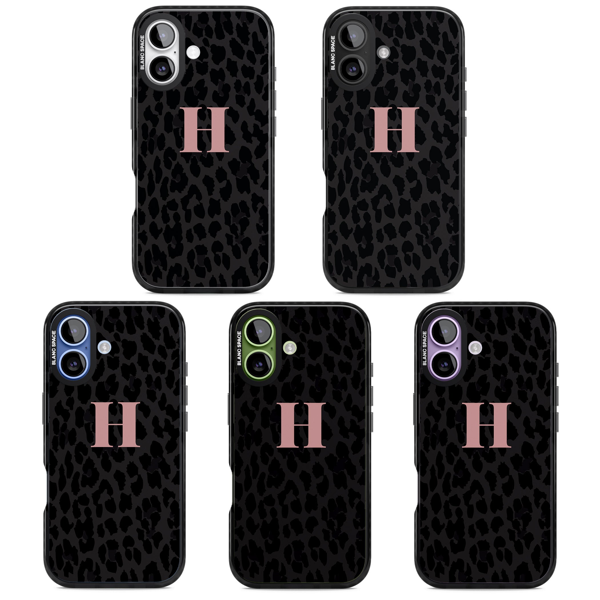 Personalised Pink Leopard Monogram iPhone 17 Impact Black Phone Case APT Impact Protection