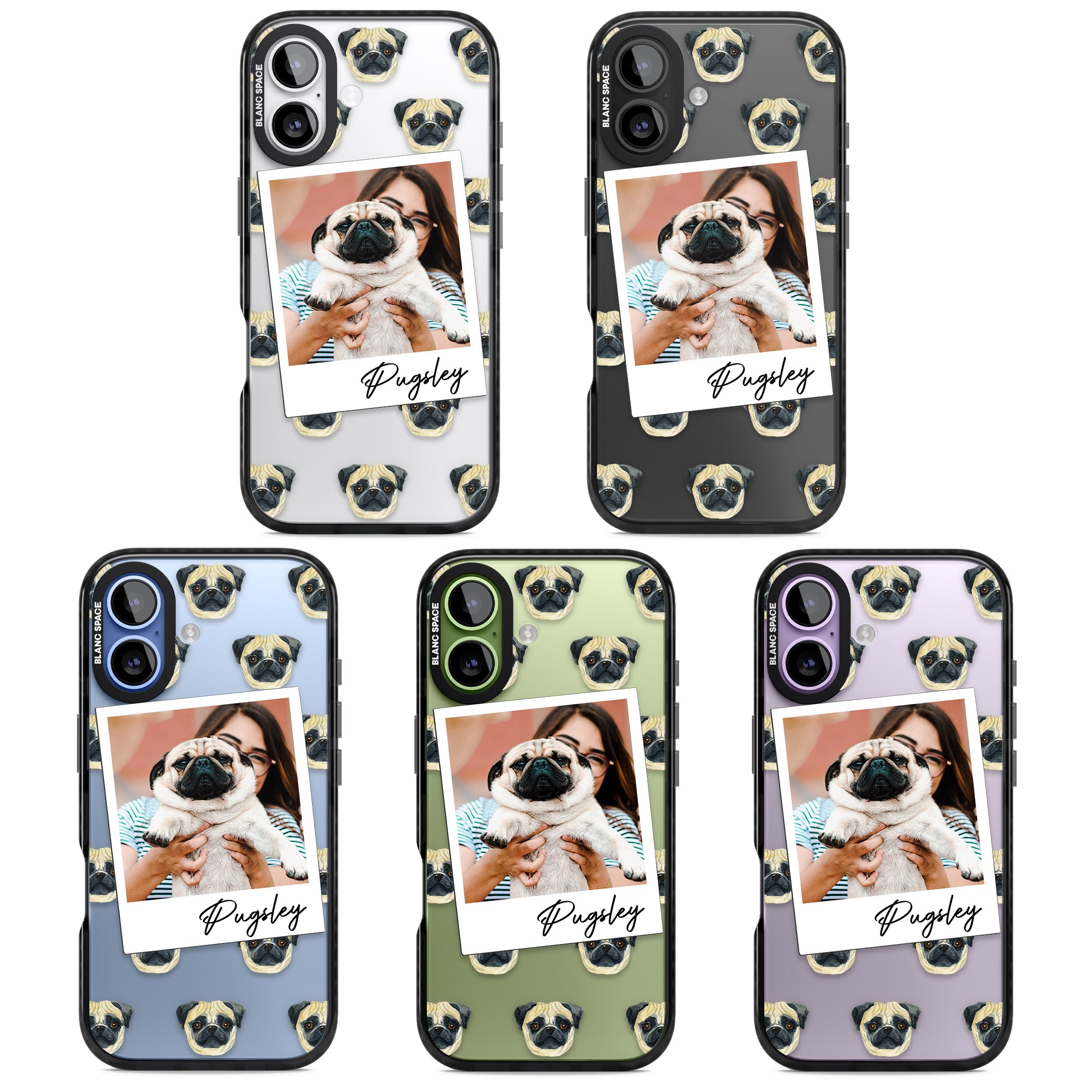 Personalised Pug Instant Camera Photo iPhone 17 Impact Black Phone Case APT Impact Protection