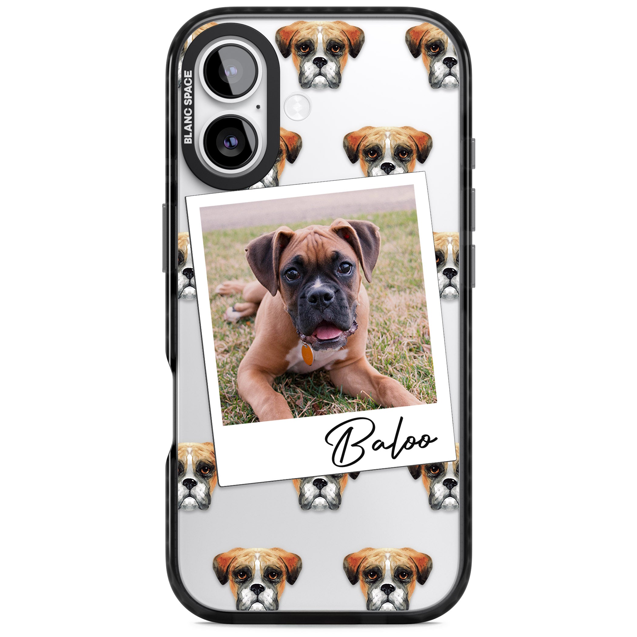 Personalised Boxer Instant Camera Photo iPhone 17 Impact Black Phone Case