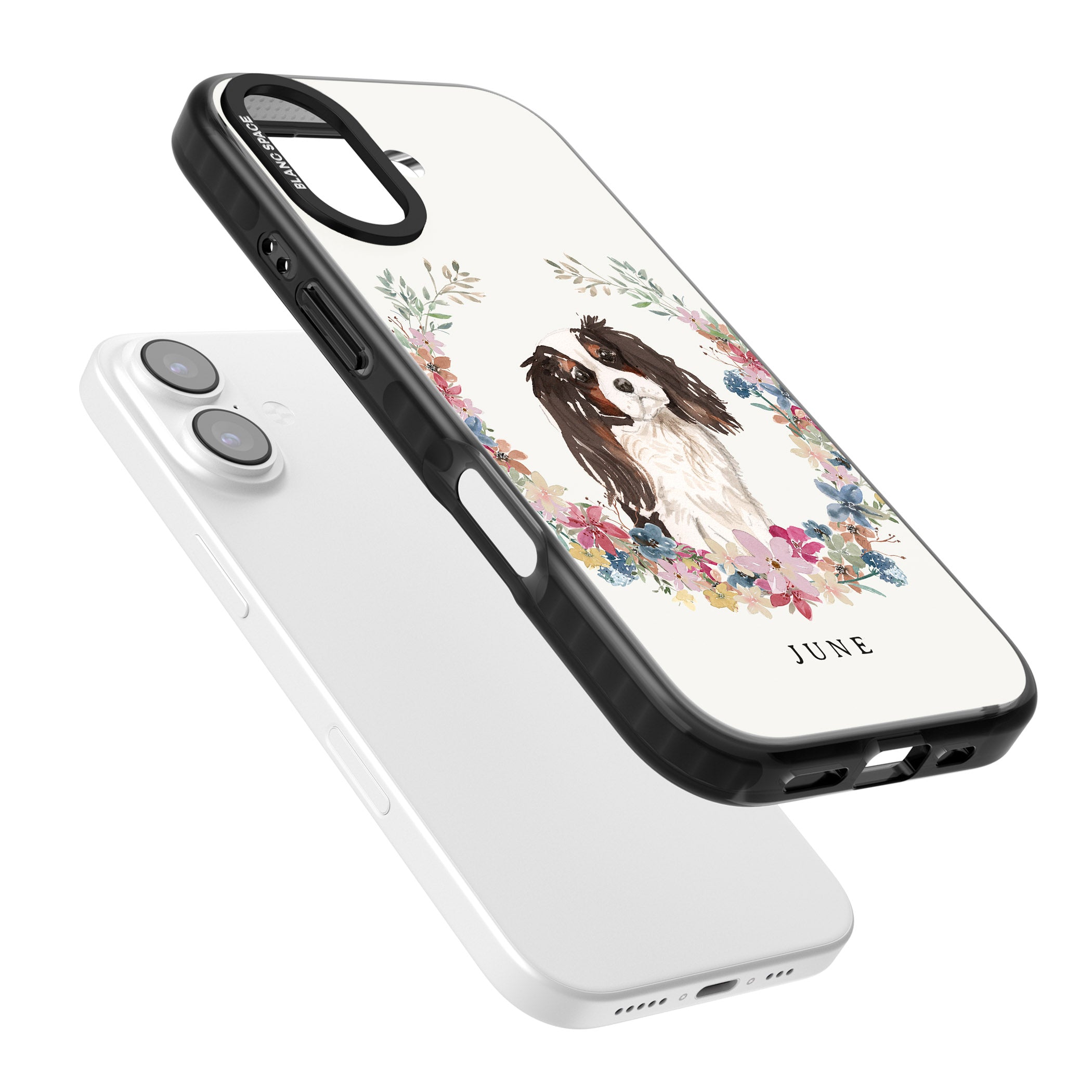 Personalised King Charles Floral Portrait iPhone 17 Impact Black Phone Case Colours