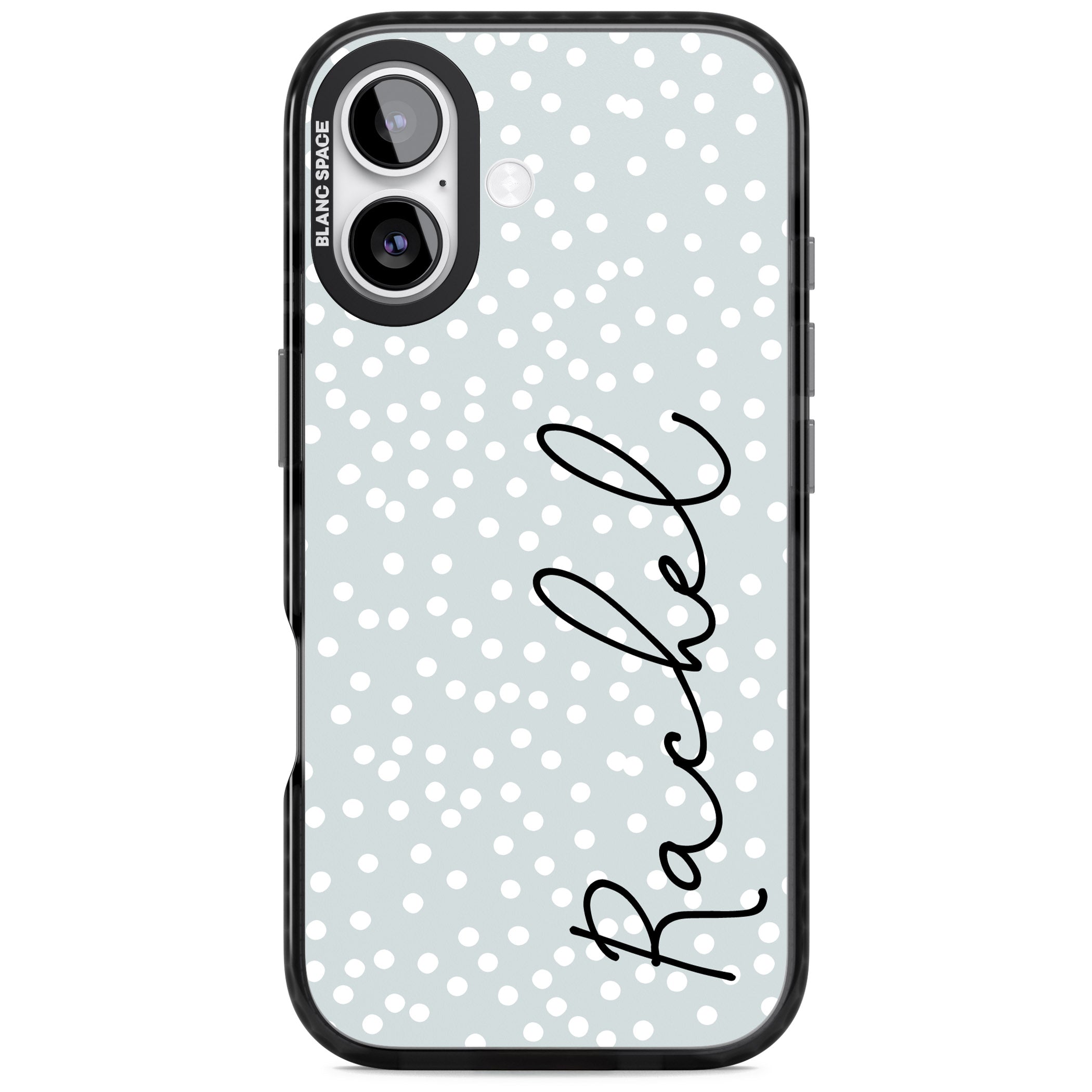 Personalised Vertical Cursive & Dots iPhone 17 Impact Black Phone Case