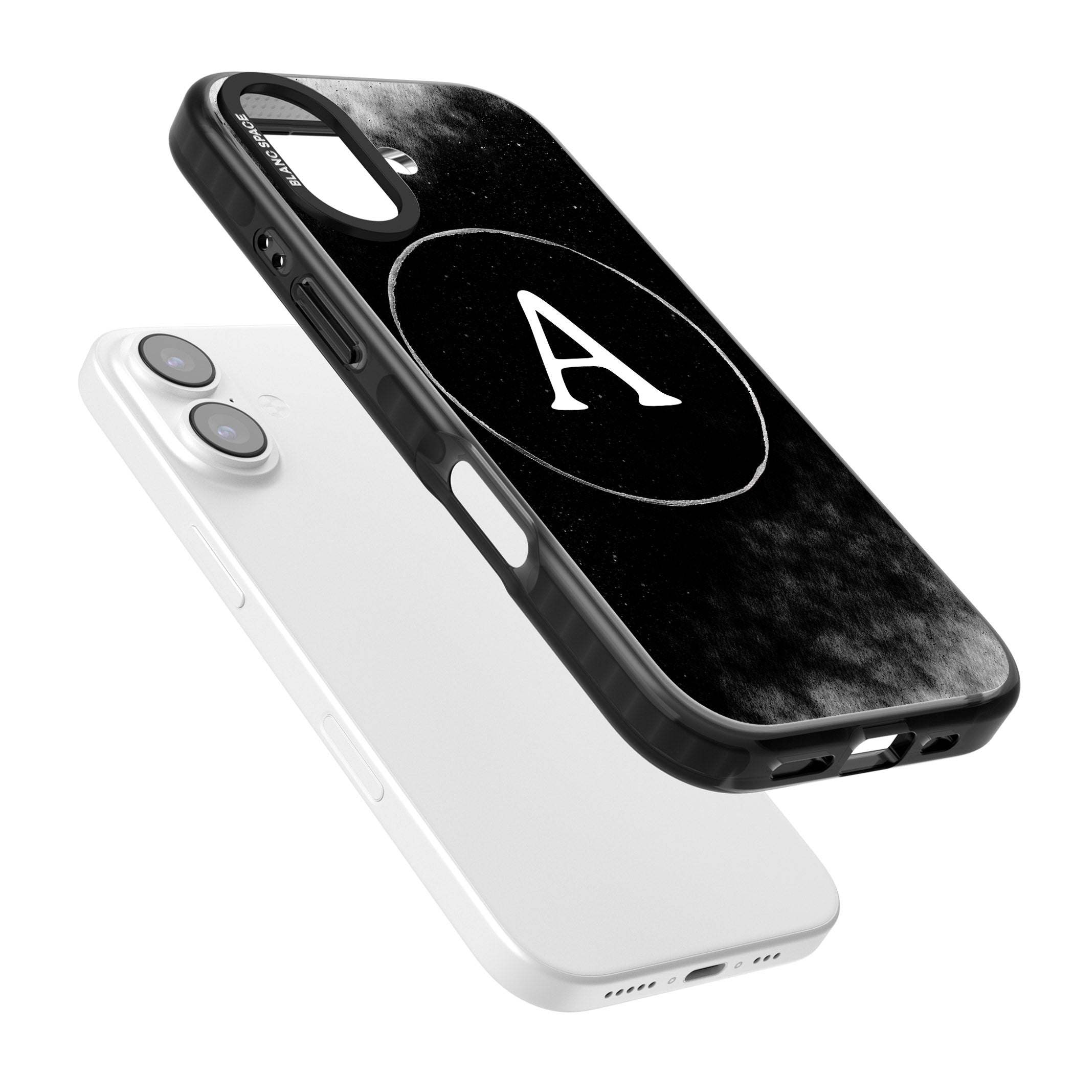 Personalised Monochrome Cosmic Monogram iPhone 17 Impact Black Phone Case Colours