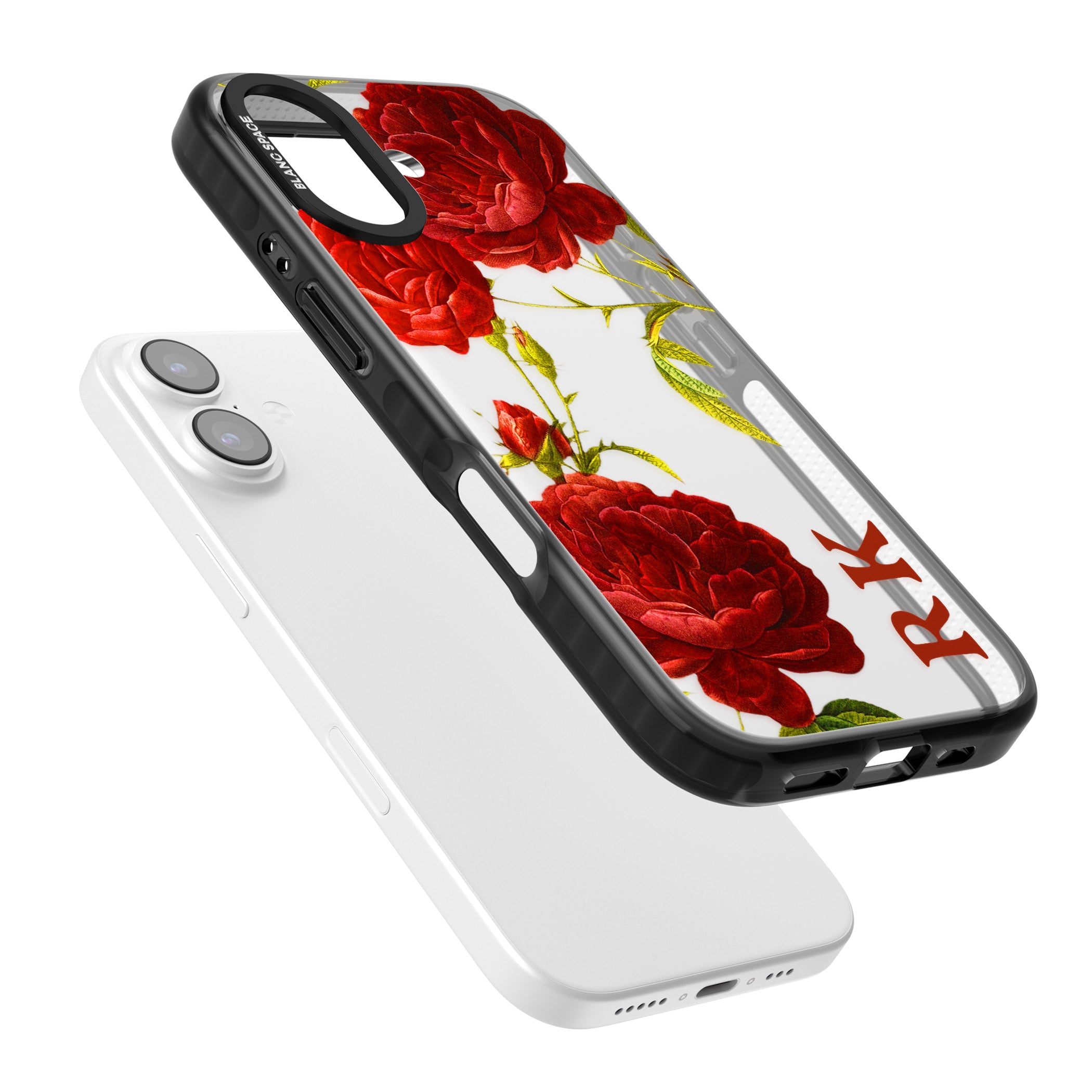 Personalised Vintage Floral Red Roses iPhone 17 Impact Black Phone Case Colours