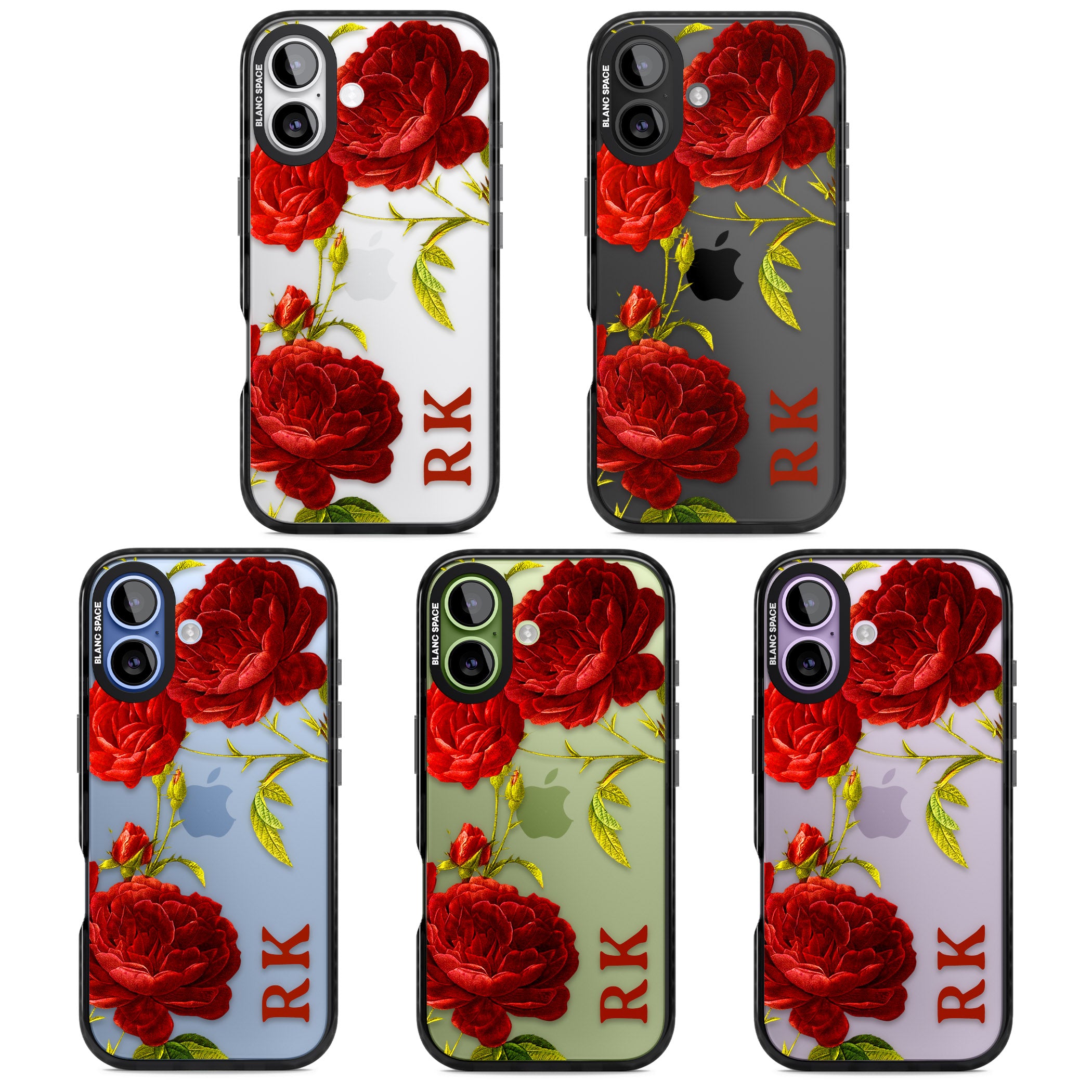 Personalised Vintage Floral Red Roses iPhone 17 Impact Black Phone Case APT Impact Protection