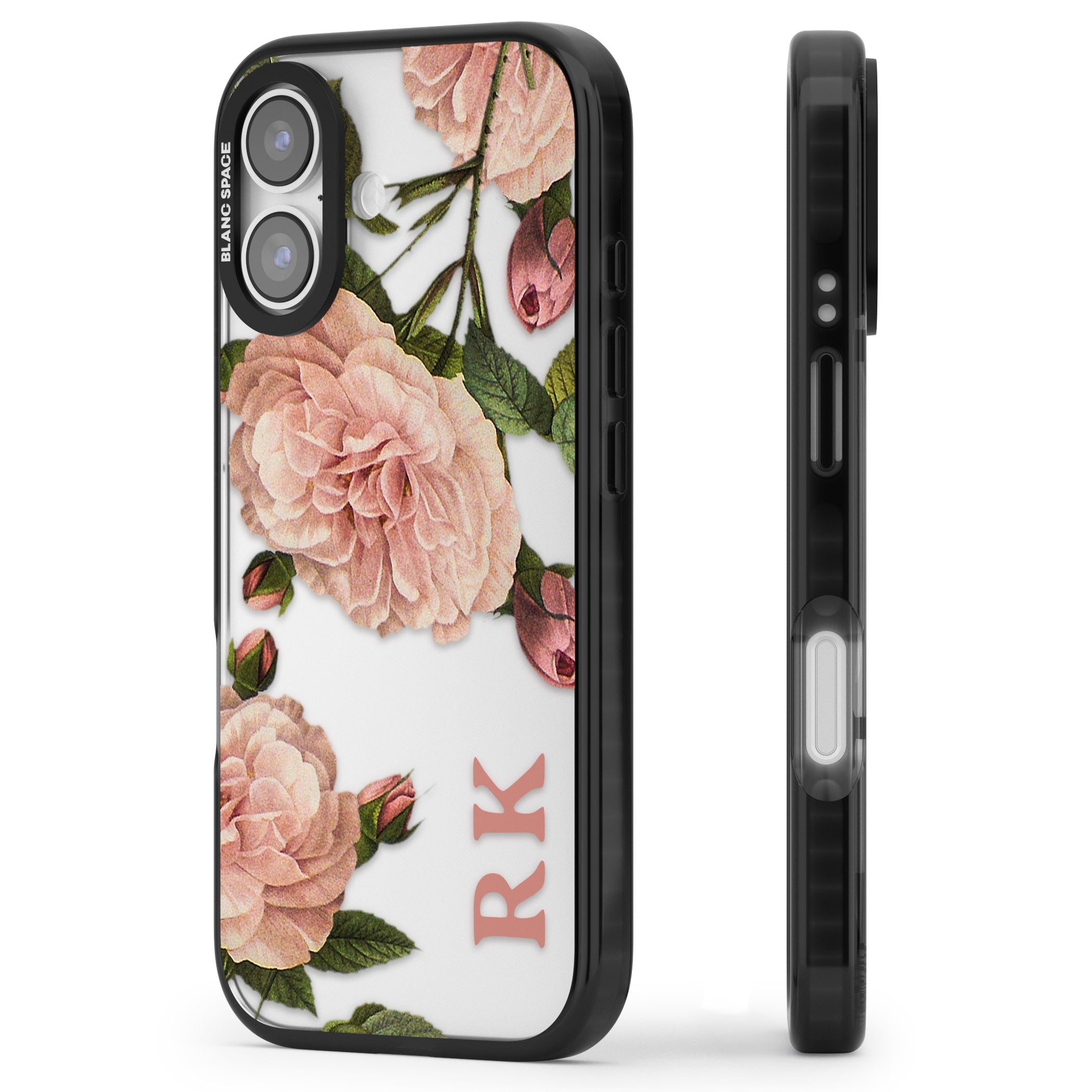 Personalised Vintage Floral iPhone 17 Impact Black Phone Case Side Profile