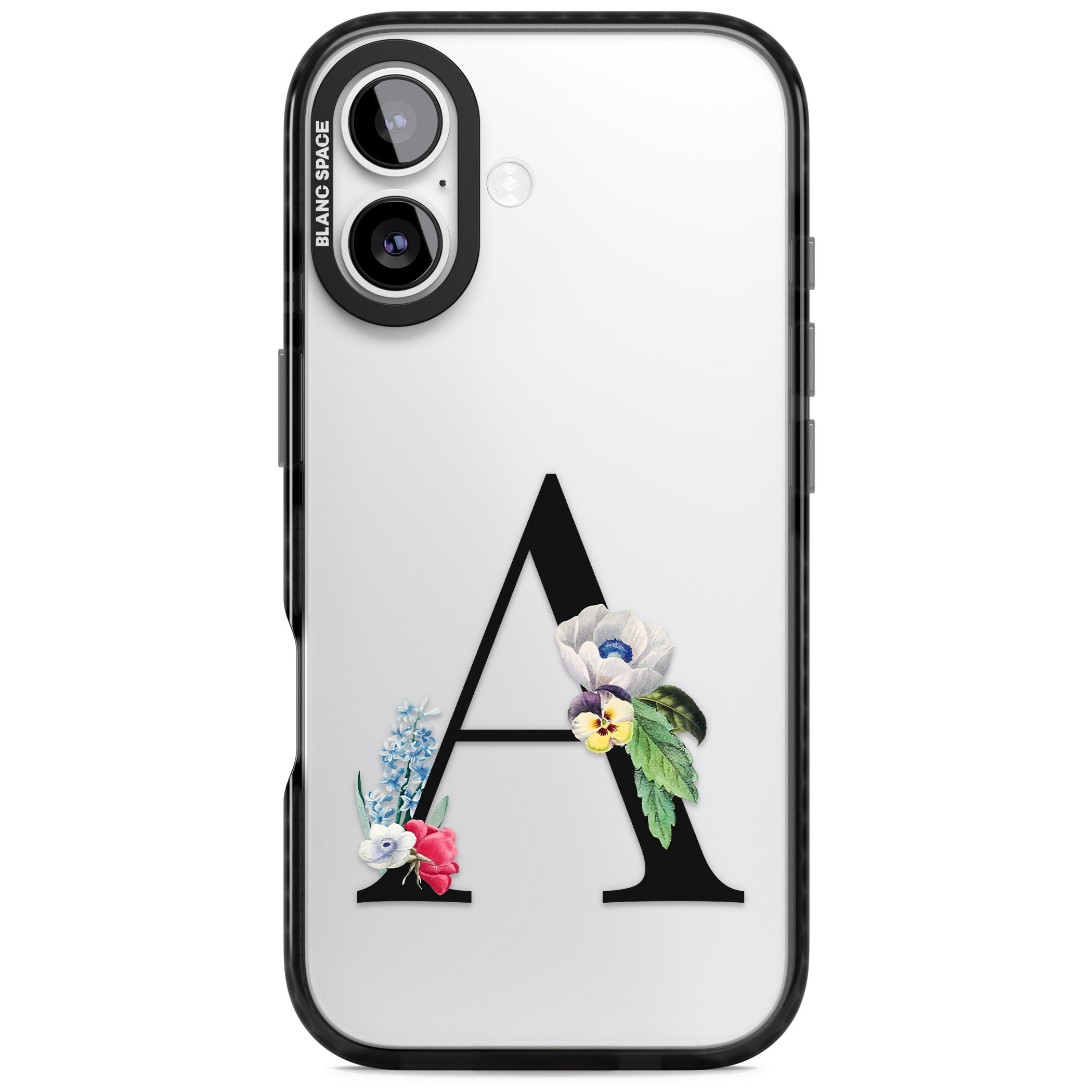 Personalised Floral Initial iPhone 17 Impact Black Phone Case