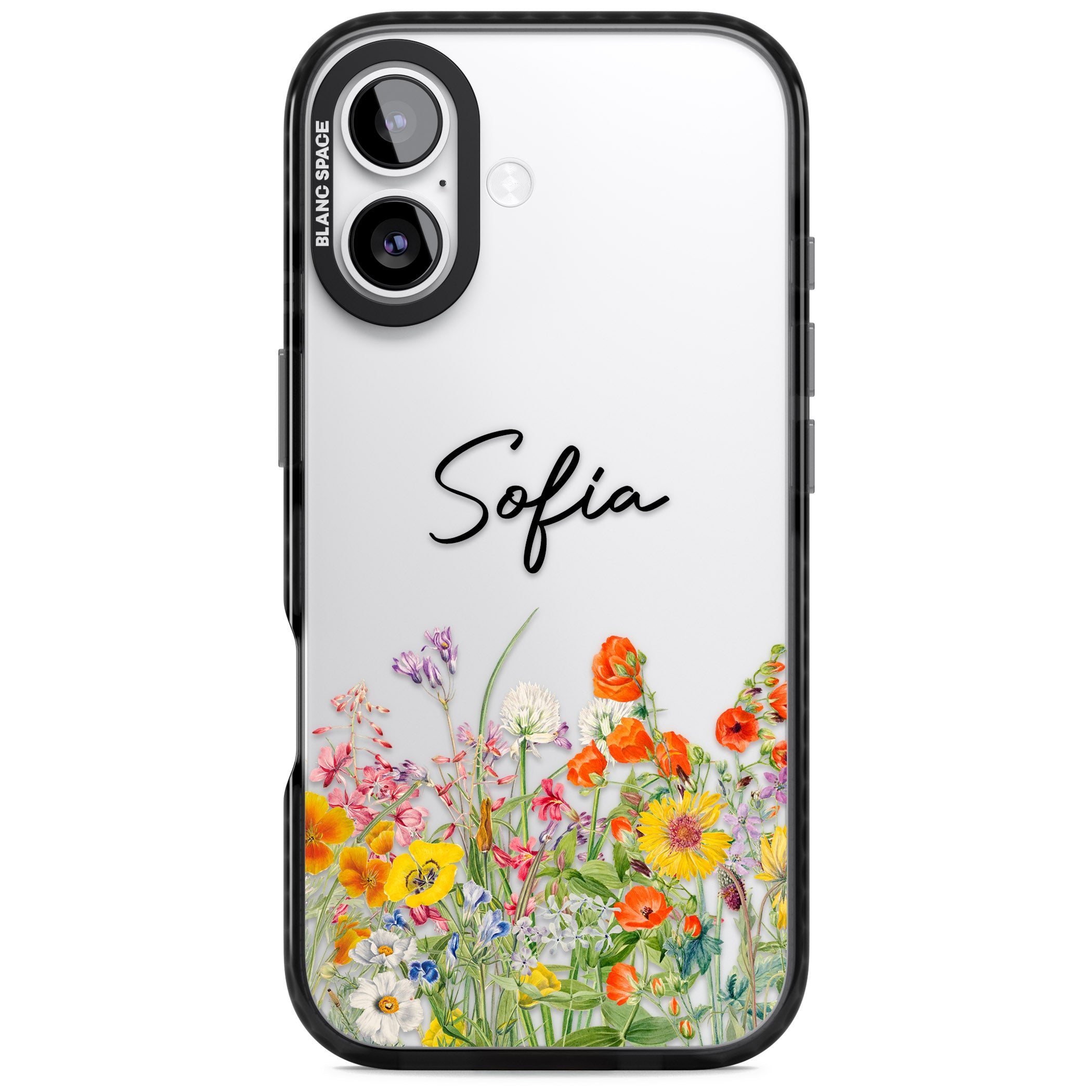 Personalised Summer Wildflowers iPhone 17 Impact Black Phone Case