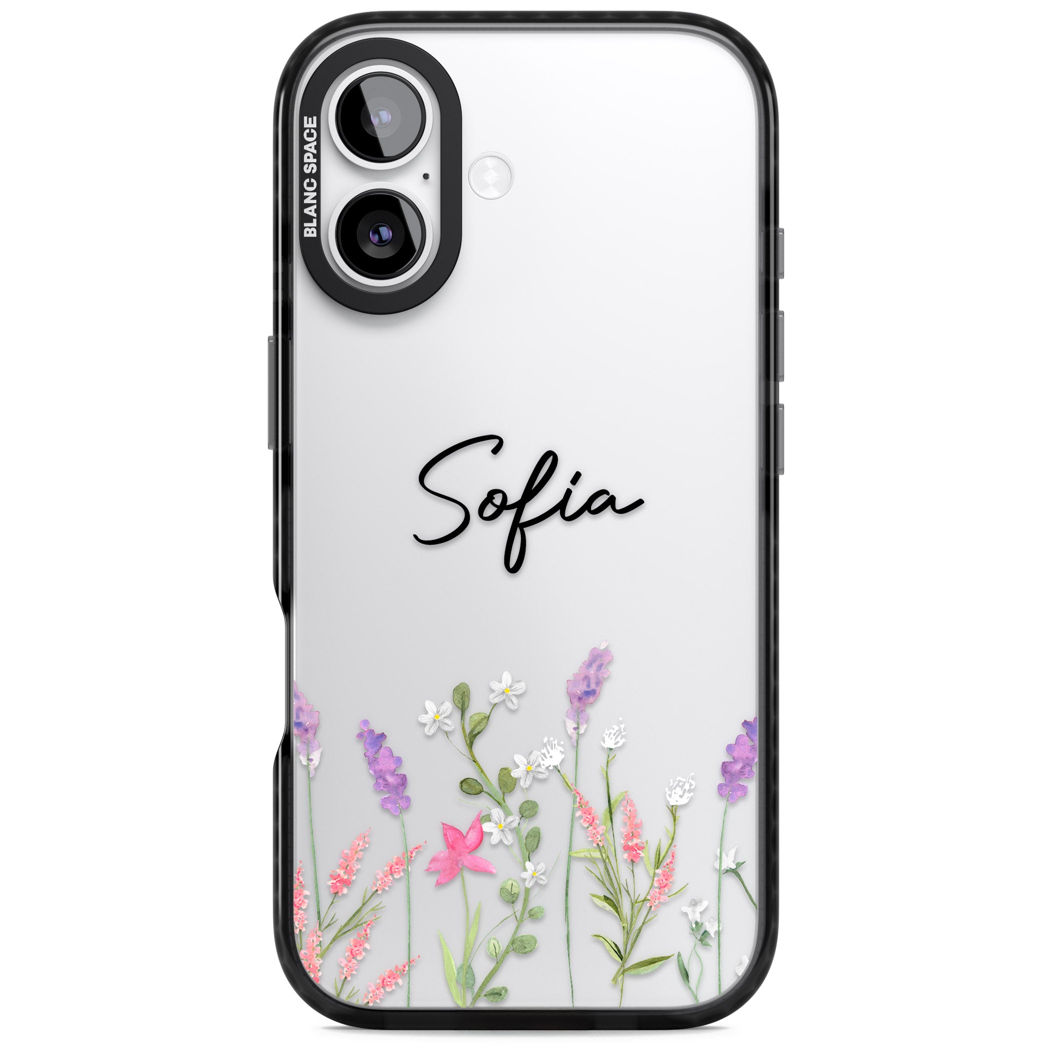 Personalised Lavender Wildflowers iPhone 17 Impact Black Phone Case