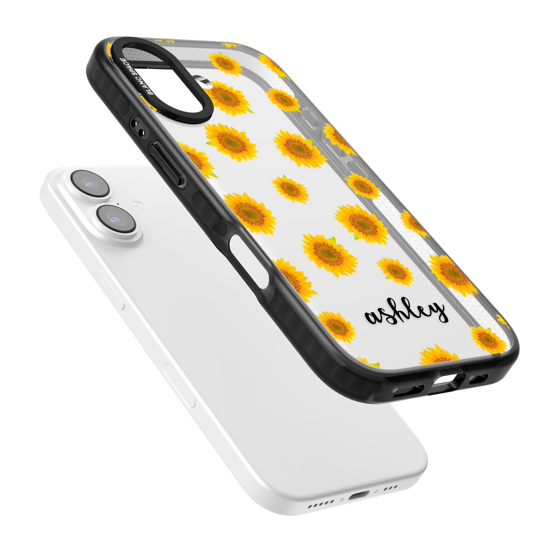 Personalised Sunflowers & Cursive iPhone 17 Impact Black Phone Case Colours