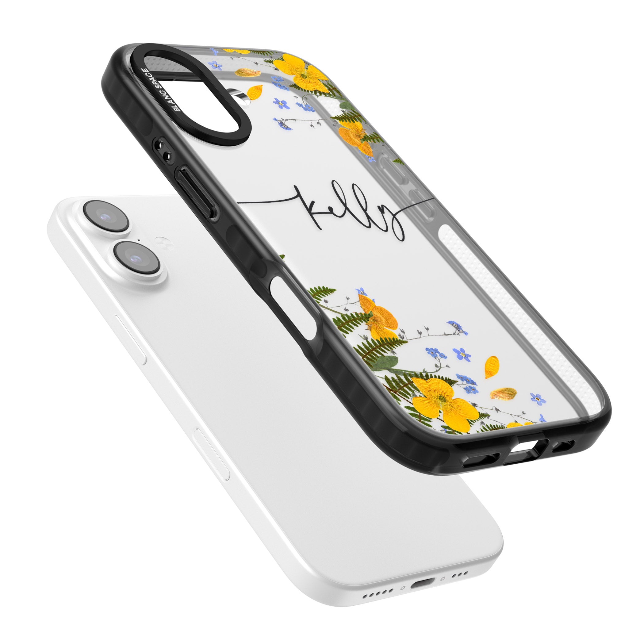 Personalised Ferns & Wildflowers iPhone 17 Impact Black Phone Case Colours