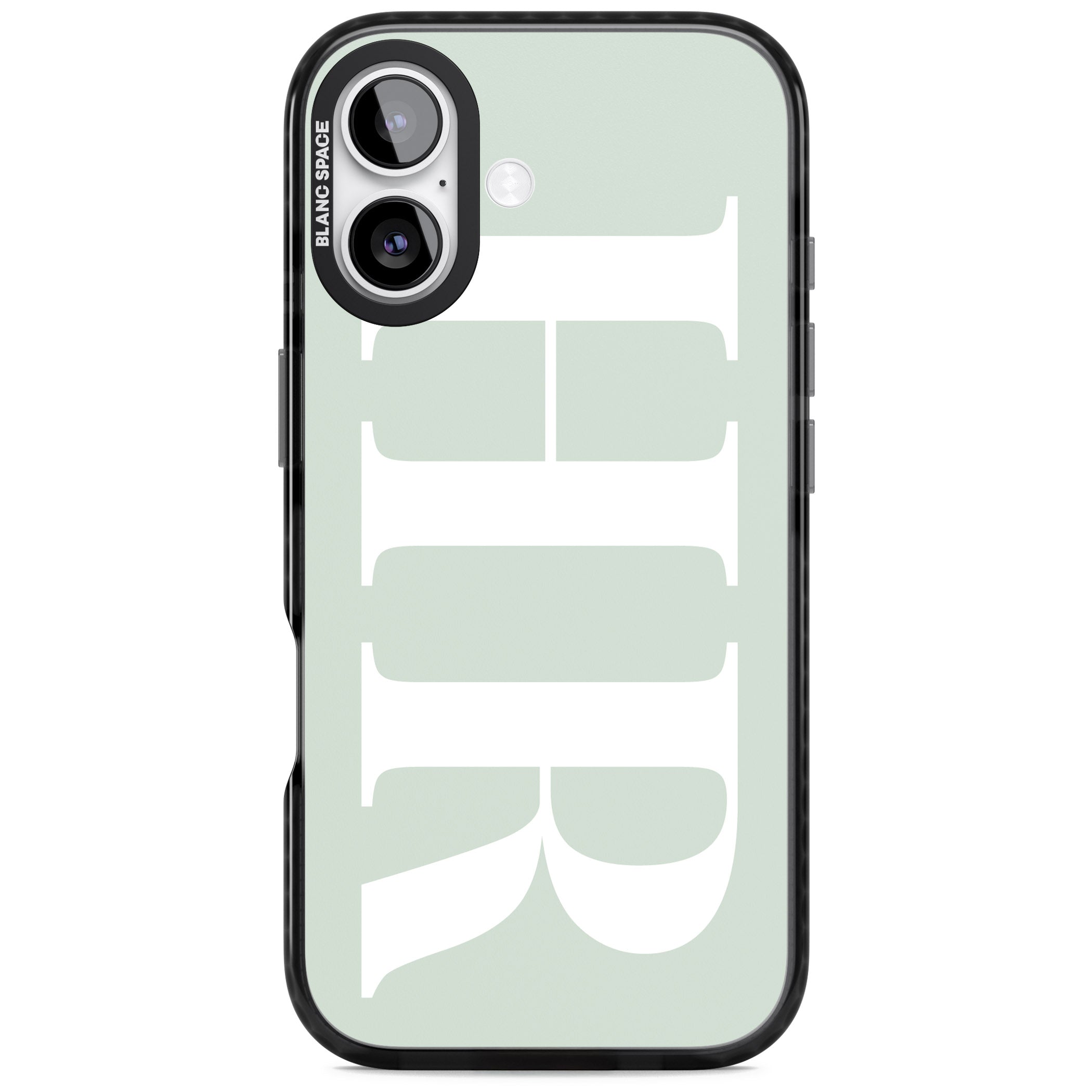 Personalised White & Seafoam Green Letters iPhone 17 Impact Black Phone Case