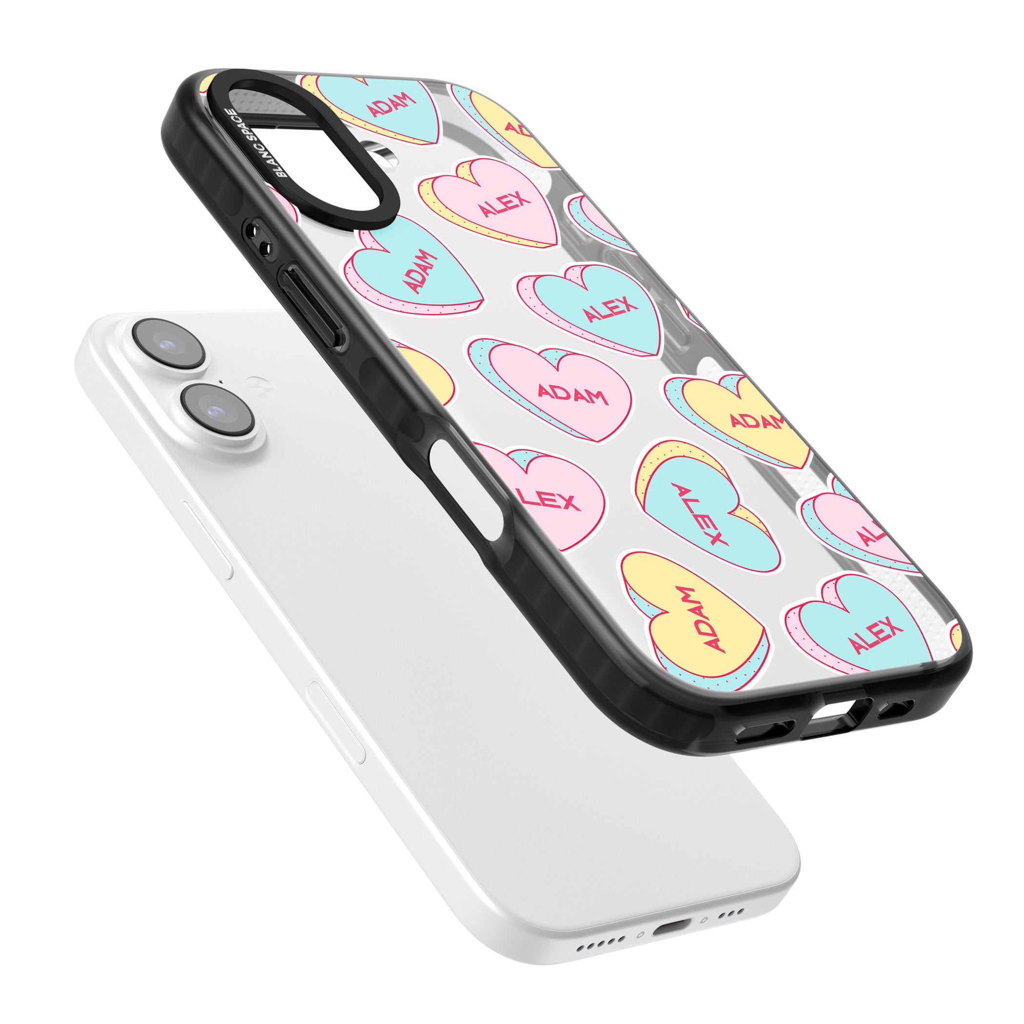 Personalised Love Hearts iPhone 17 Impact Black Phone Case Colours