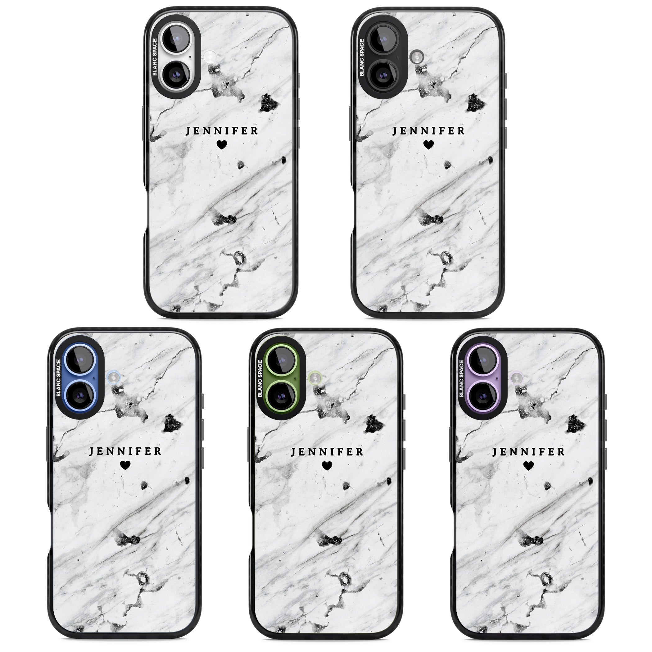 Personalised Marble Heart iPhone 17 Impact Black Phone Case APT Impact Protection