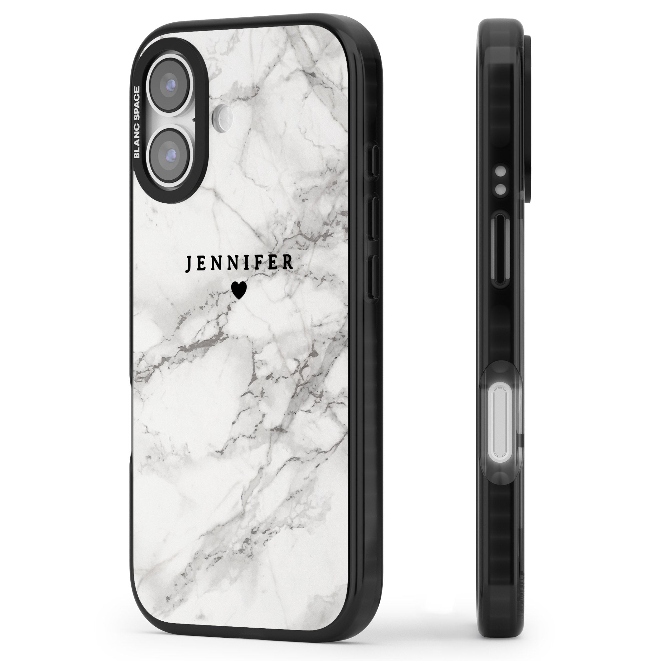 Personalised Classic Grey Marble iPhone 17 Impact Black Phone Case Side Profile
