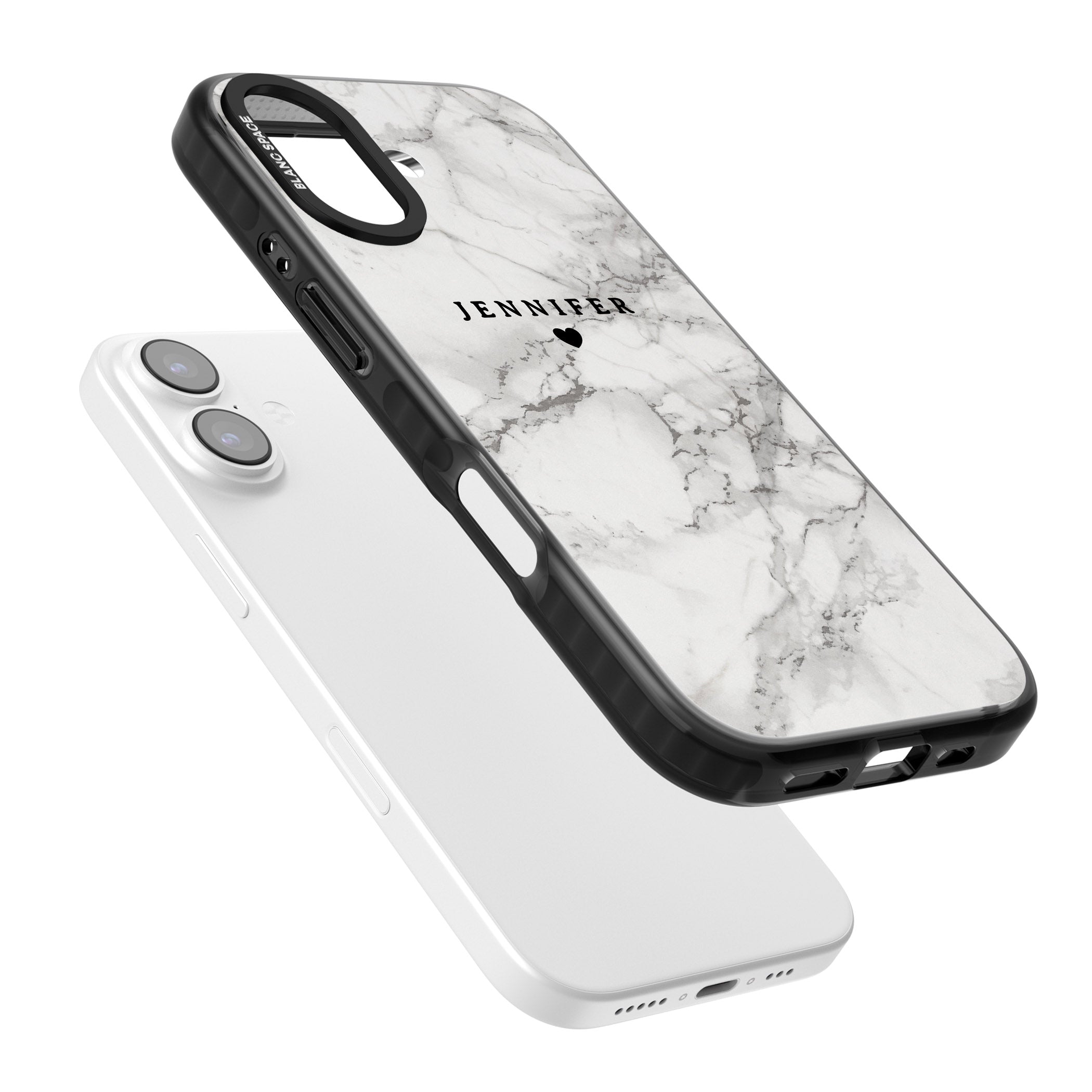 Personalised Classic Grey Marble iPhone 17 Impact Black Phone Case Colours