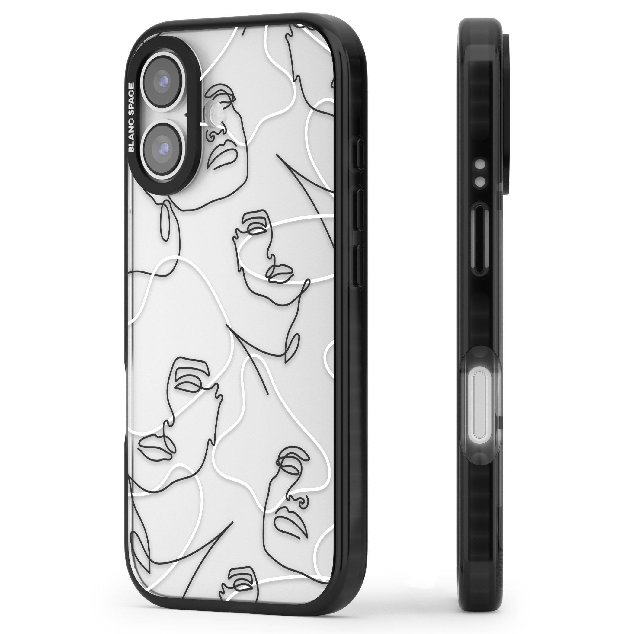 Personalised Abstract Faces iPhone 17 Impact Black Phone Case Side Profile