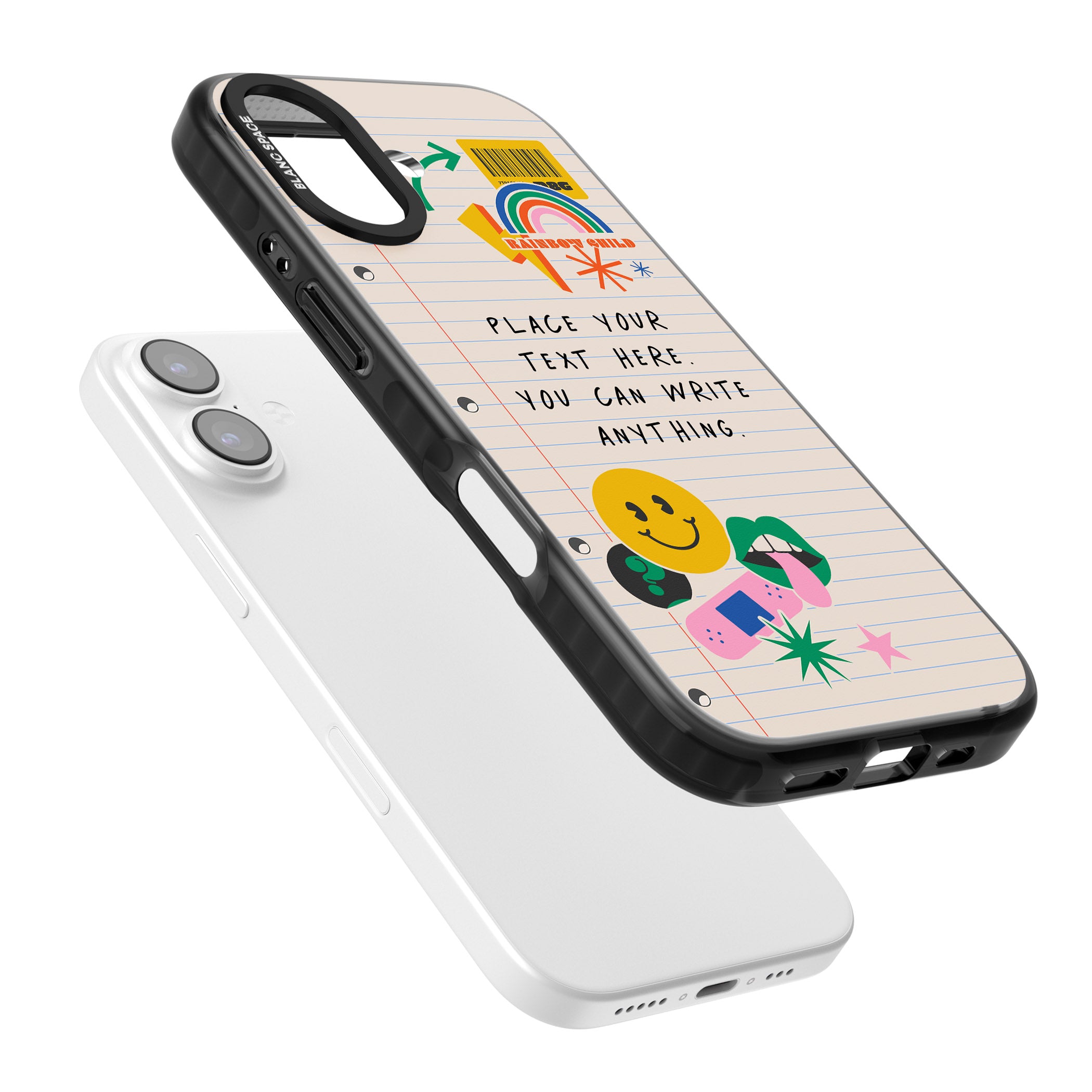 Personalised Retro Rainbow Fun iPhone 17 Impact Black Phone Case Colours