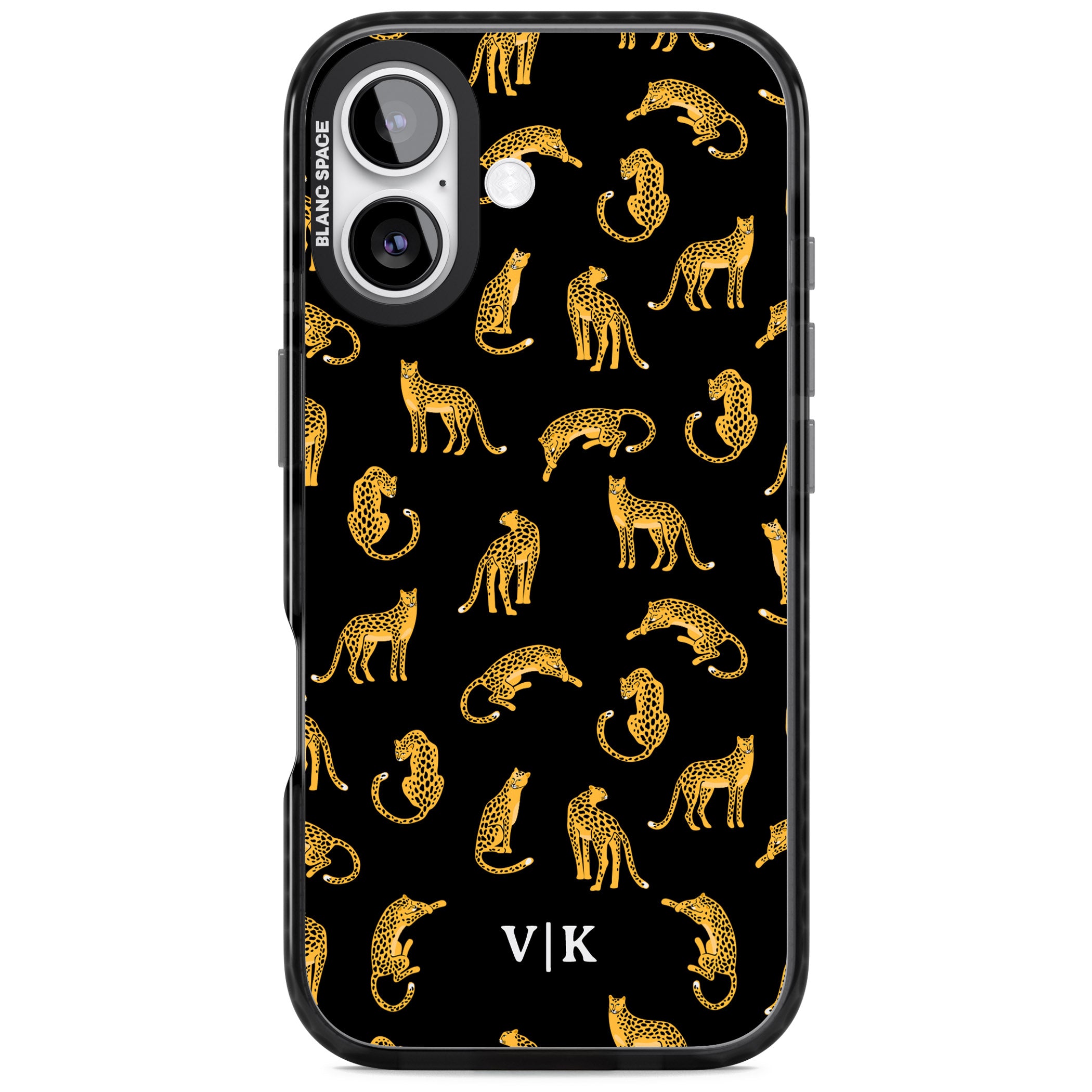 Personalised Gold Cheetah Pattern iPhone 17 Impact Black Phone Case