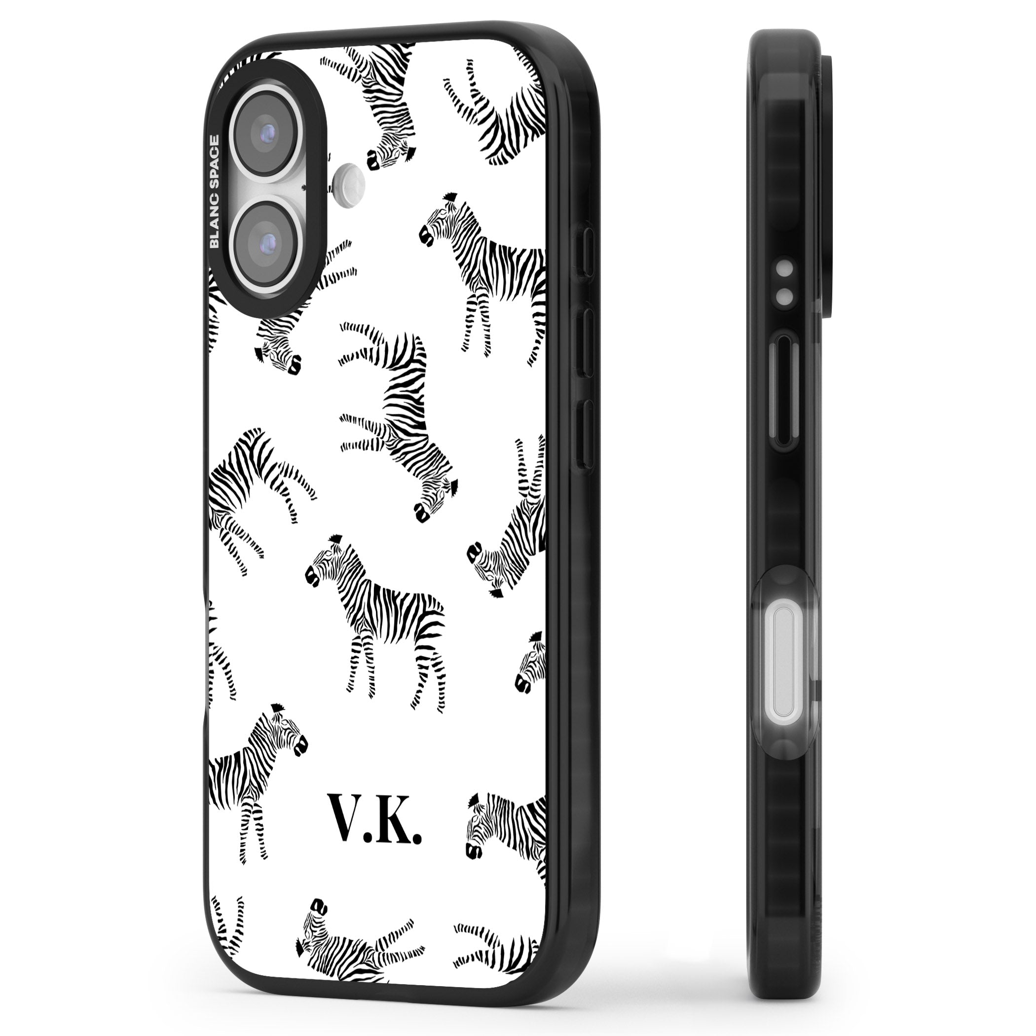 Personalised Zebra Pattern iPhone 17 Impact Black Phone Case Side Profile