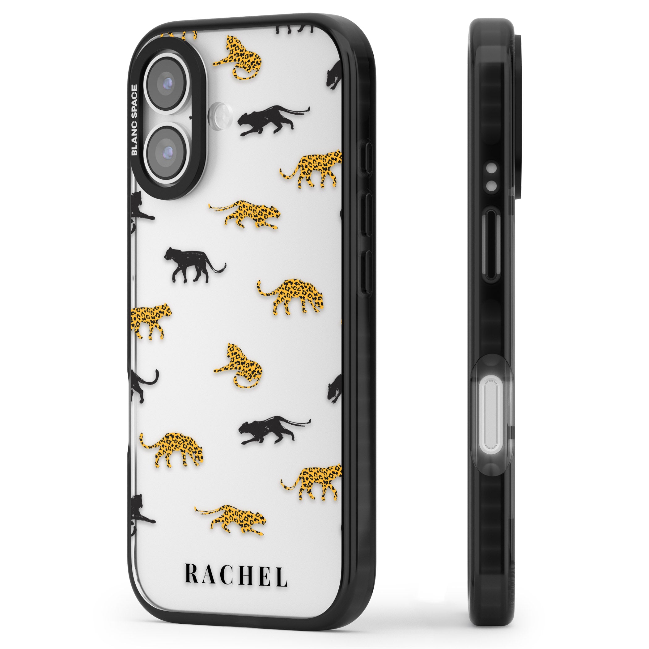 Personalised Jaguar Pattern iPhone 17 Impact Black Phone Case Side Profile
