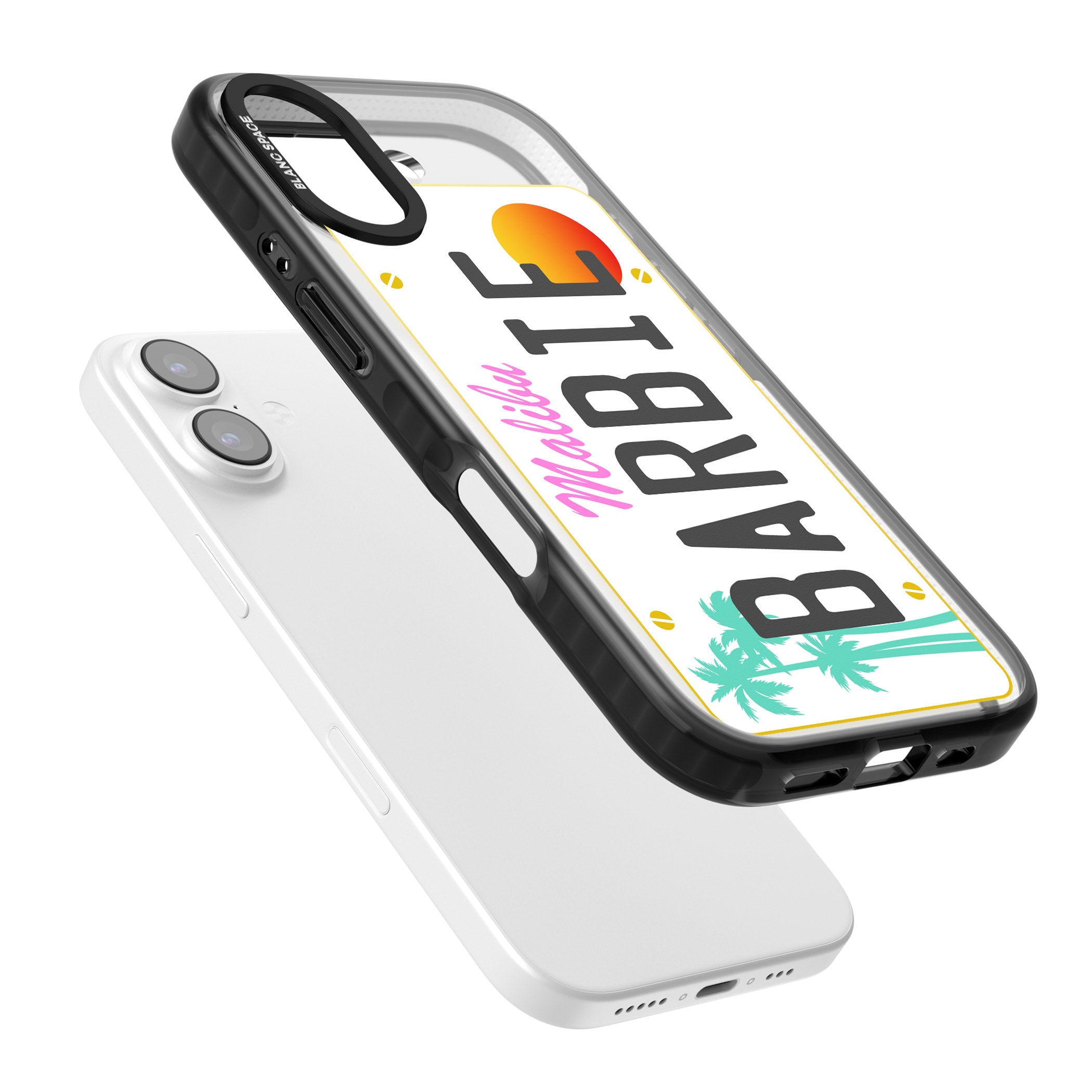 Personalised Malibu License Plate iPhone 17 Impact Black Phone Case Colours
