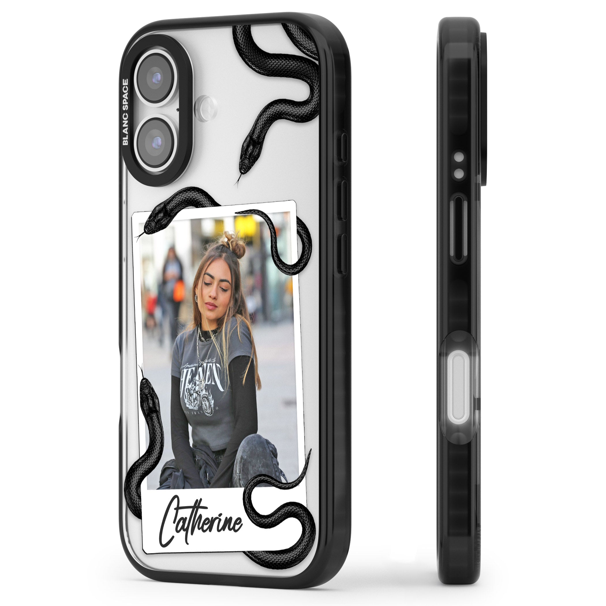 Personalised Snake Instant Photo iPhone 17 Impact Black Phone Case Side Profile