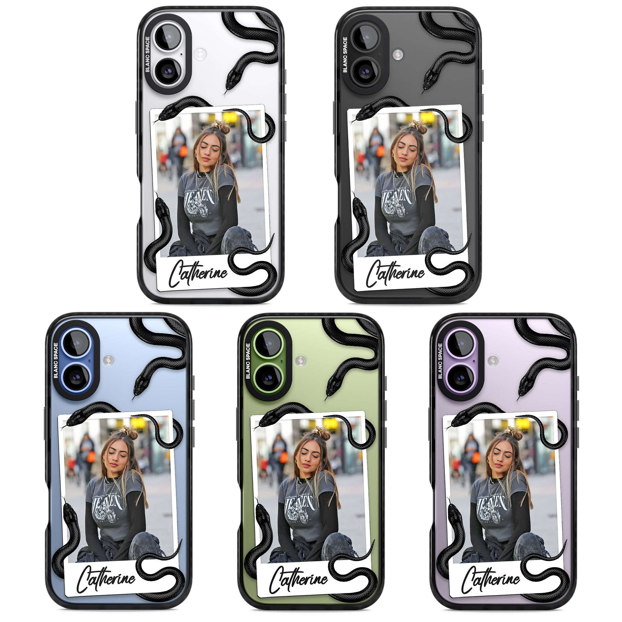 Personalised Snake Instant Photo iPhone 17 Impact Black Phone Case APT Impact Protection