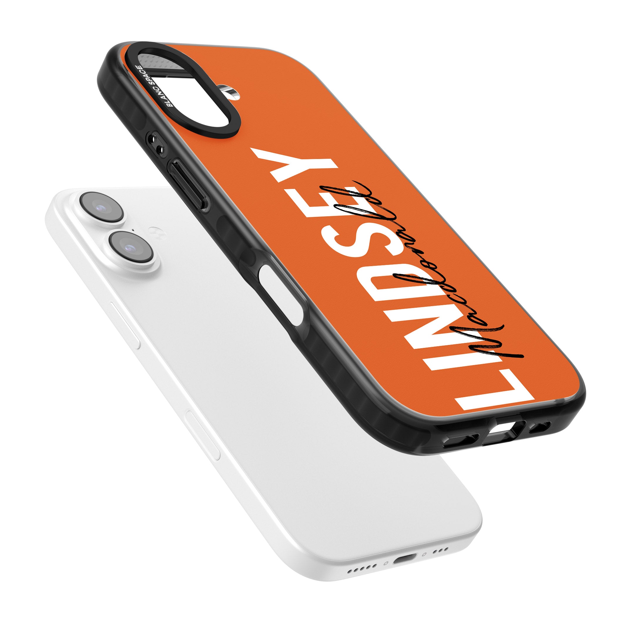Personalised Bold Name: Orange iPhone 17 Impact Black Phone Case Colours
