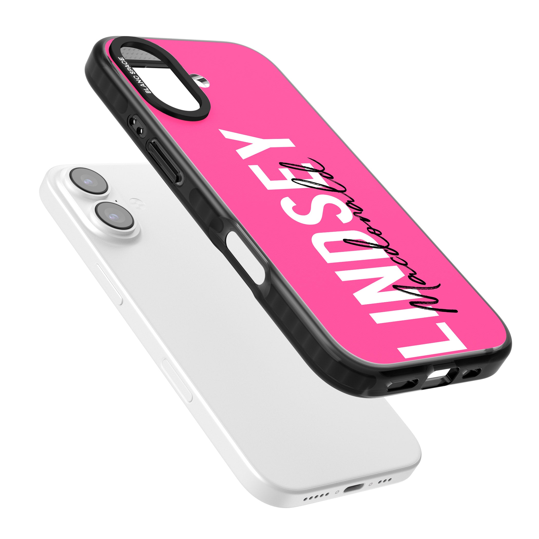 Personalised Bold Name: Pink iPhone 17 Impact Black Phone Case Colours