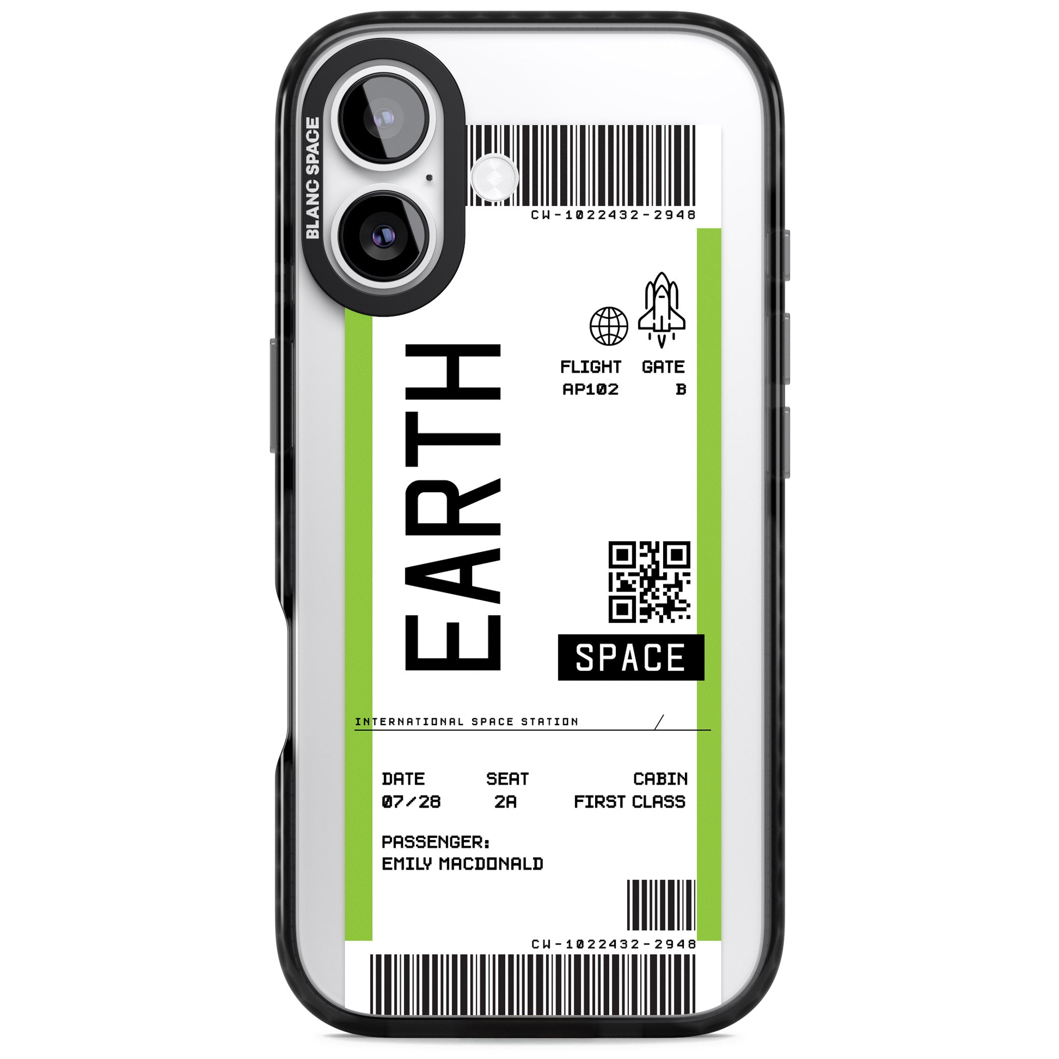 Personalised Earth Travel Ticket iPhone 17 Impact Black Phone Case