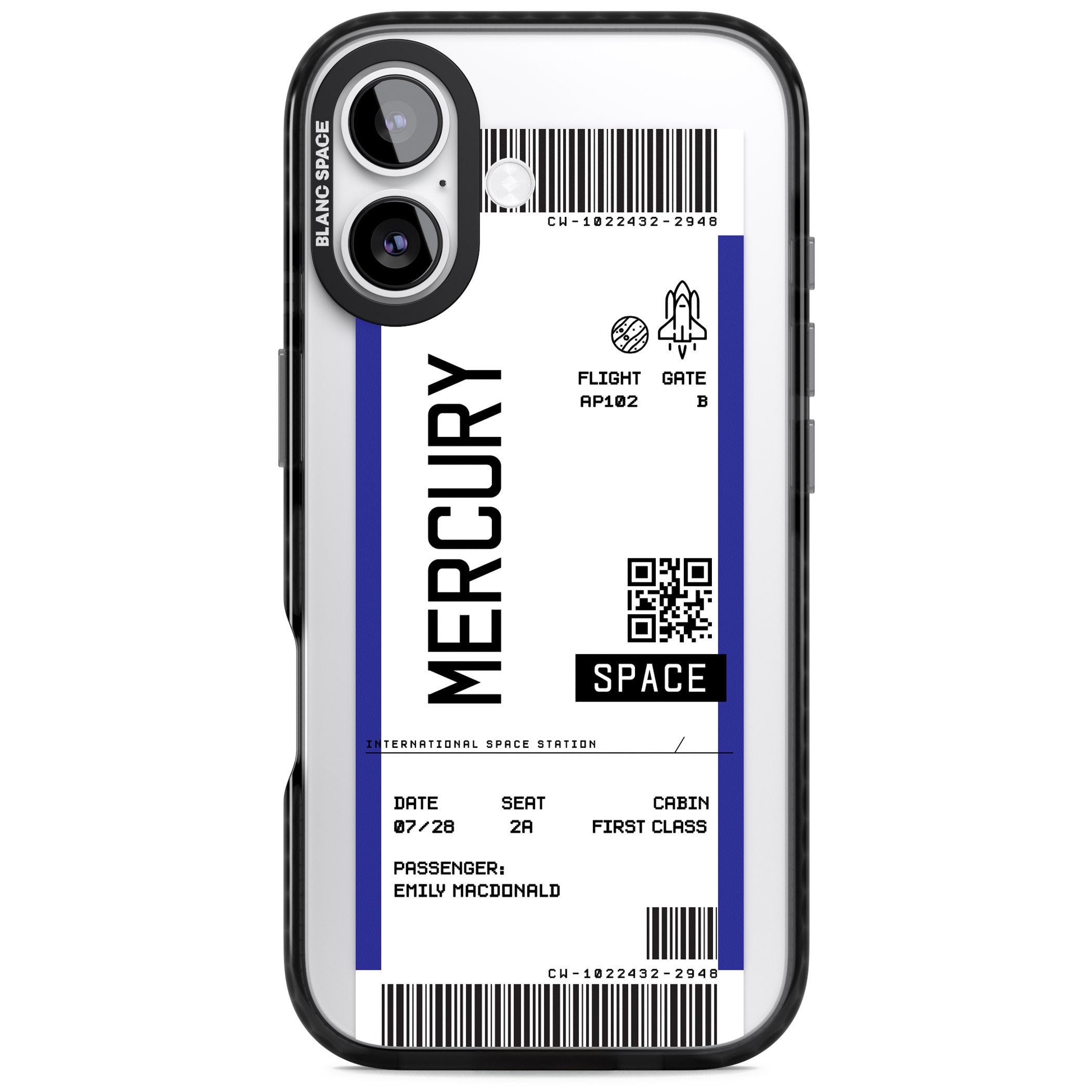 Personalised Mercury Travel Ticket iPhone 17 Impact Black Phone Case