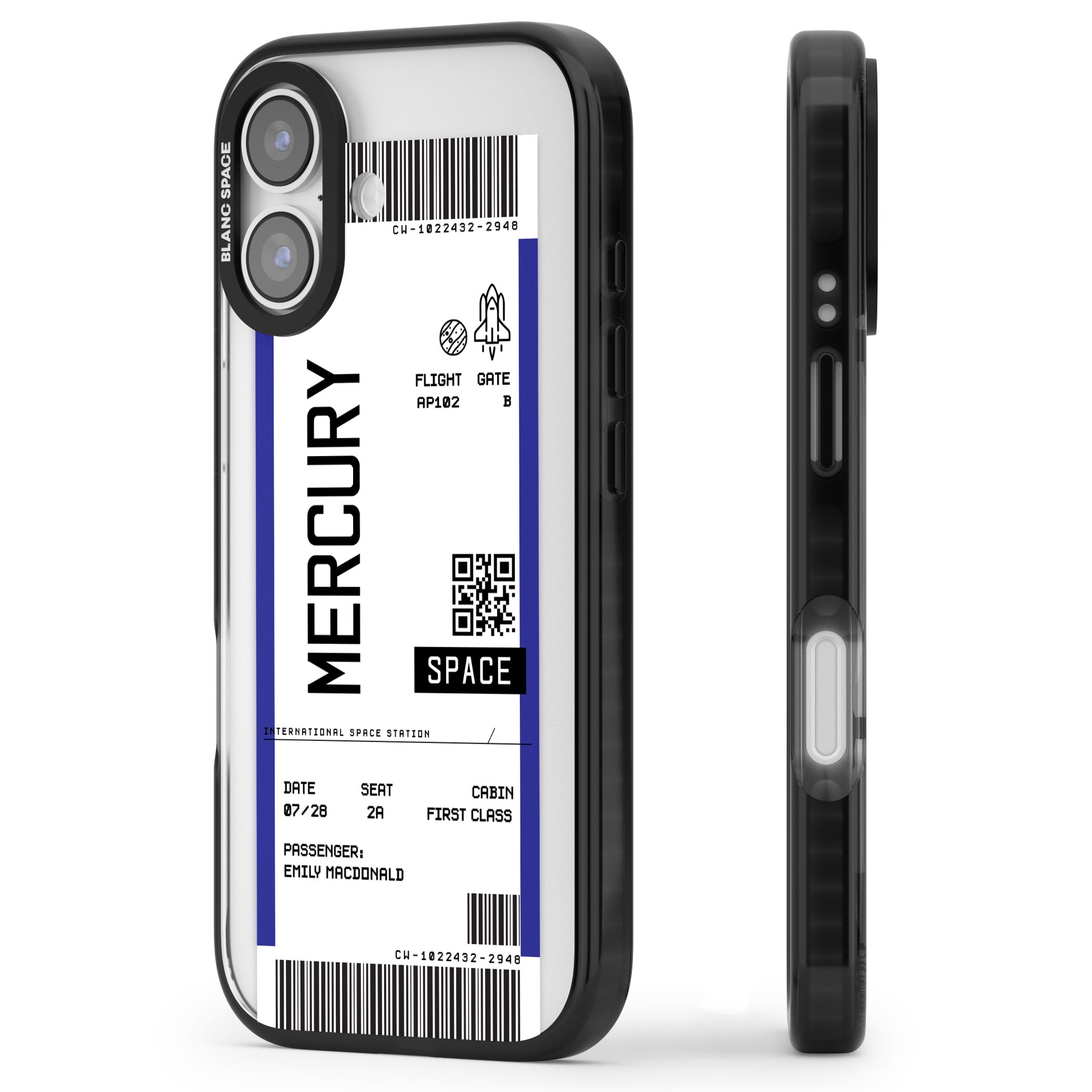 Personalised Mercury Travel Ticket iPhone 17 Impact Black Phone Case Side Profile